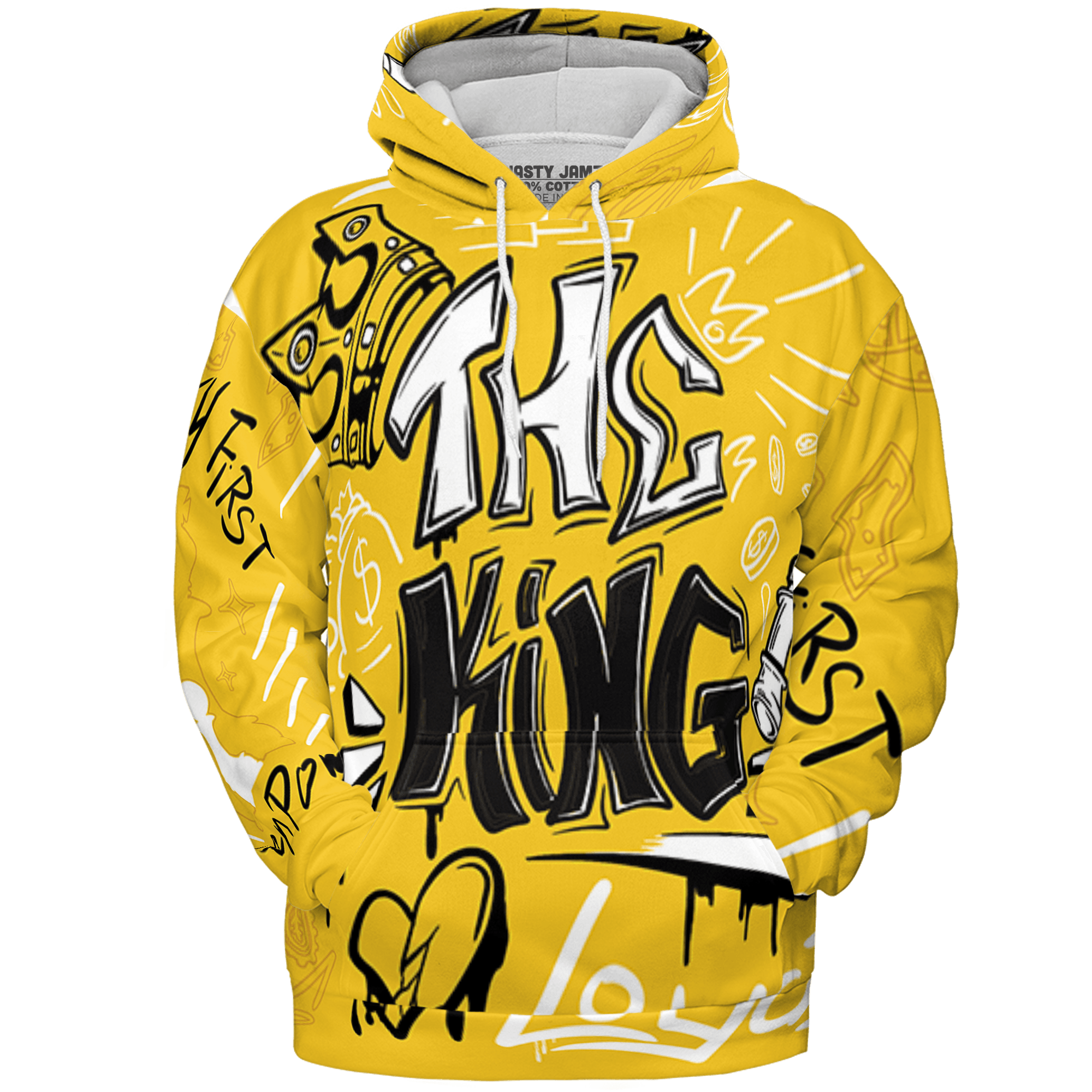 Yellow Ochre 6s Hoodie Match The King 3D All-Over Print Graffiti - NastyJamz