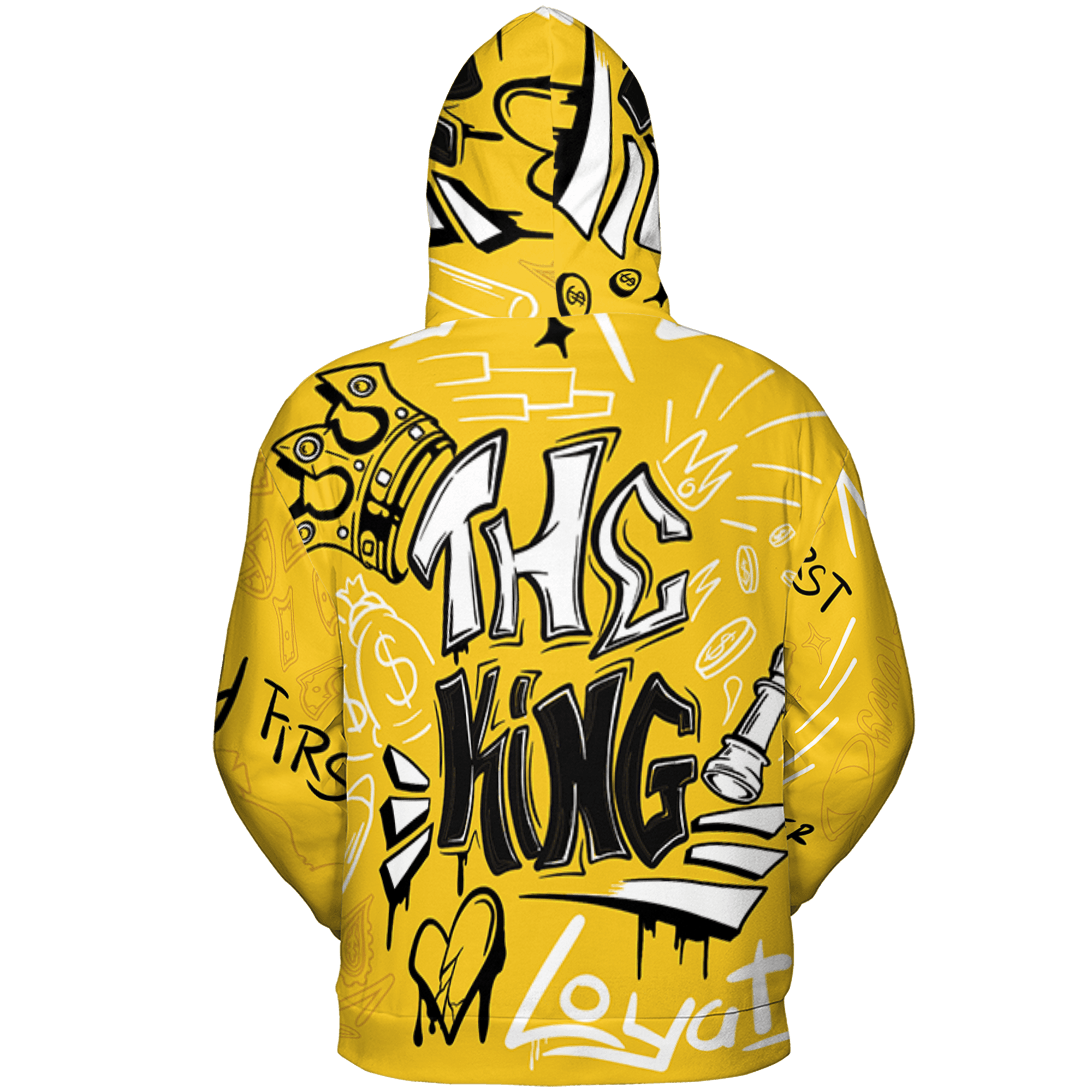 Yellow Ochre 6s Hoodie Match The King 3D All-Over Print Graffiti - NastyJamz