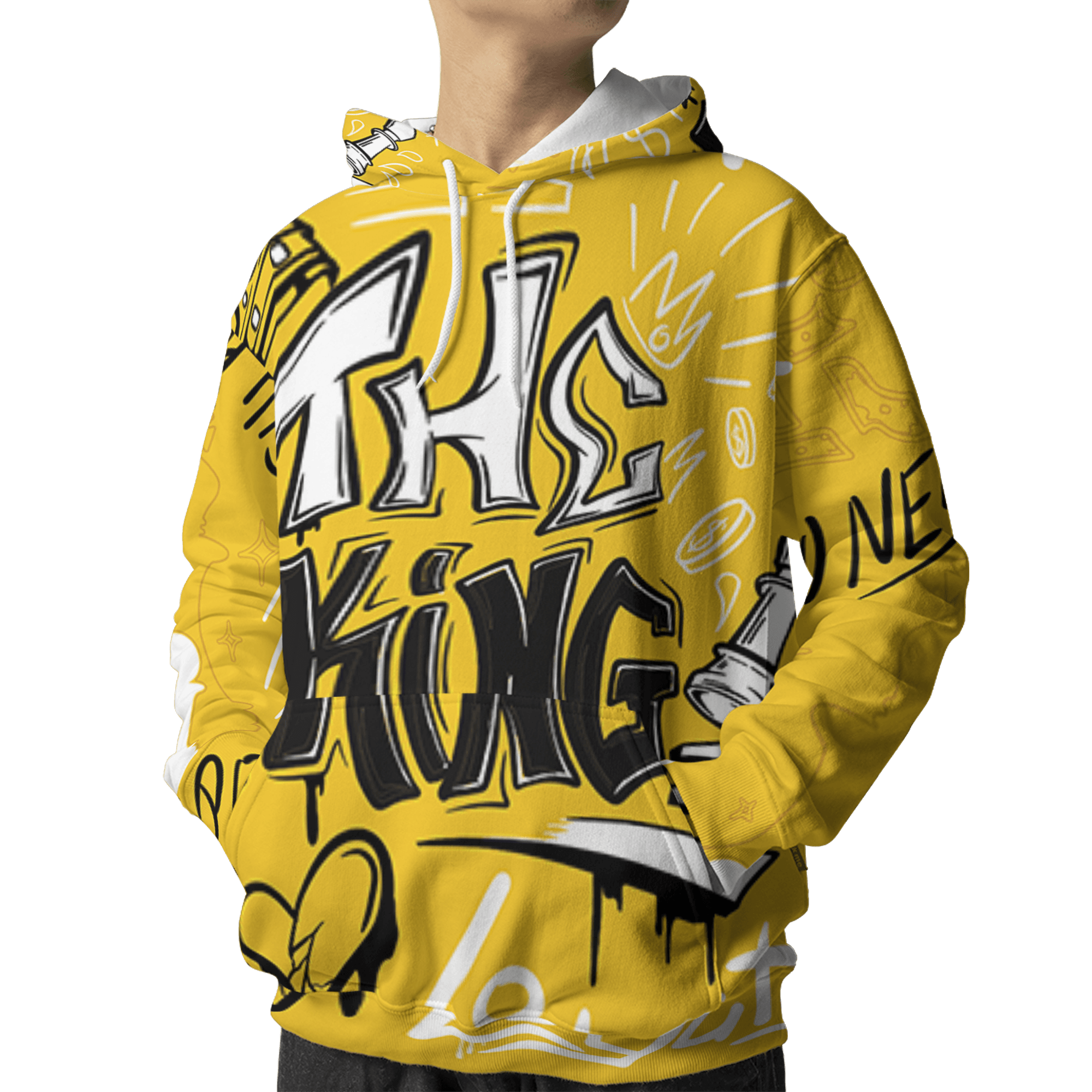 Yellow Ochre 6s Hoodie Match The King 3D All-Over Print Graffiti - NastyJamz
