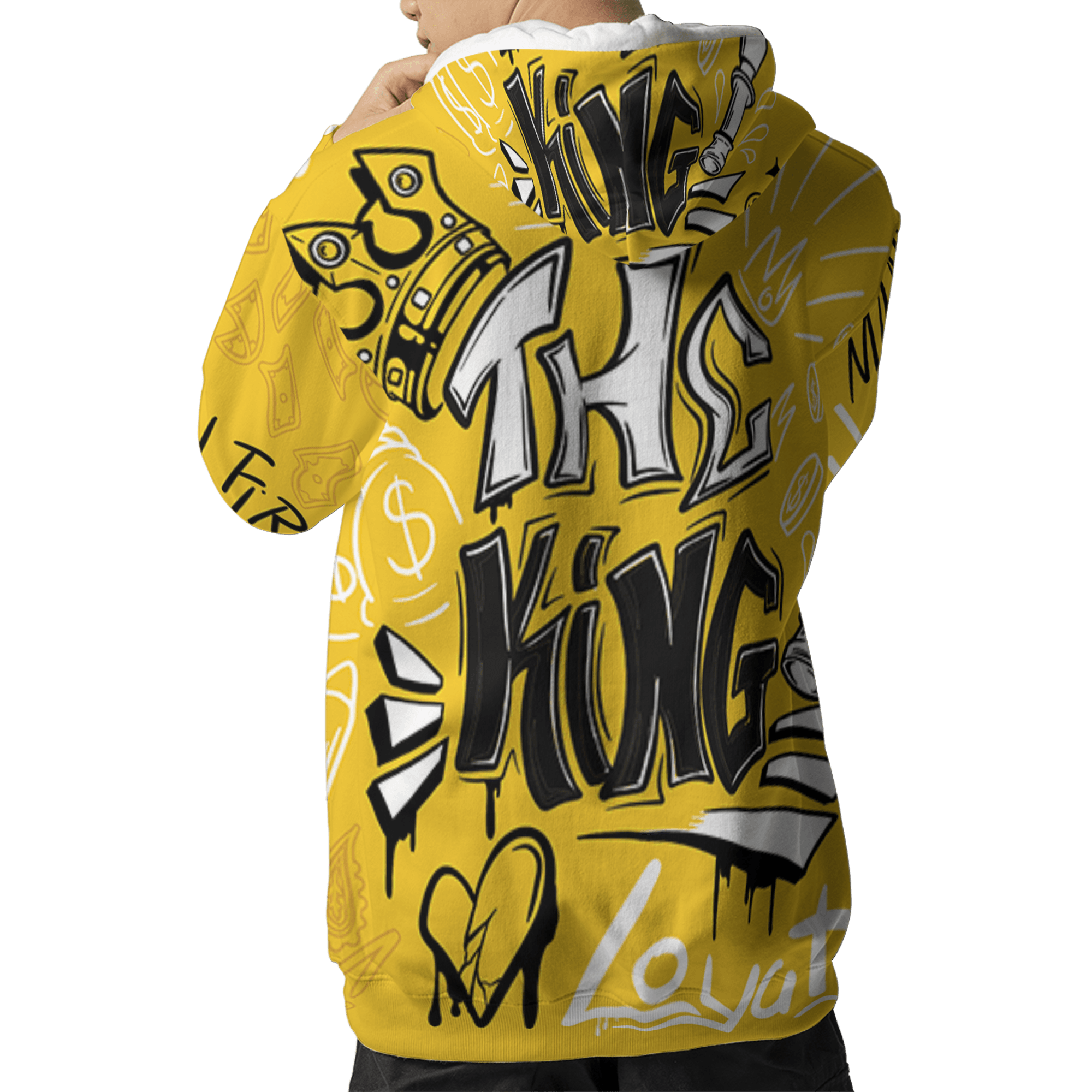 Yellow Ochre 6s Hoodie Match The King 3D All-Over Print Graffiti - NastyJamz