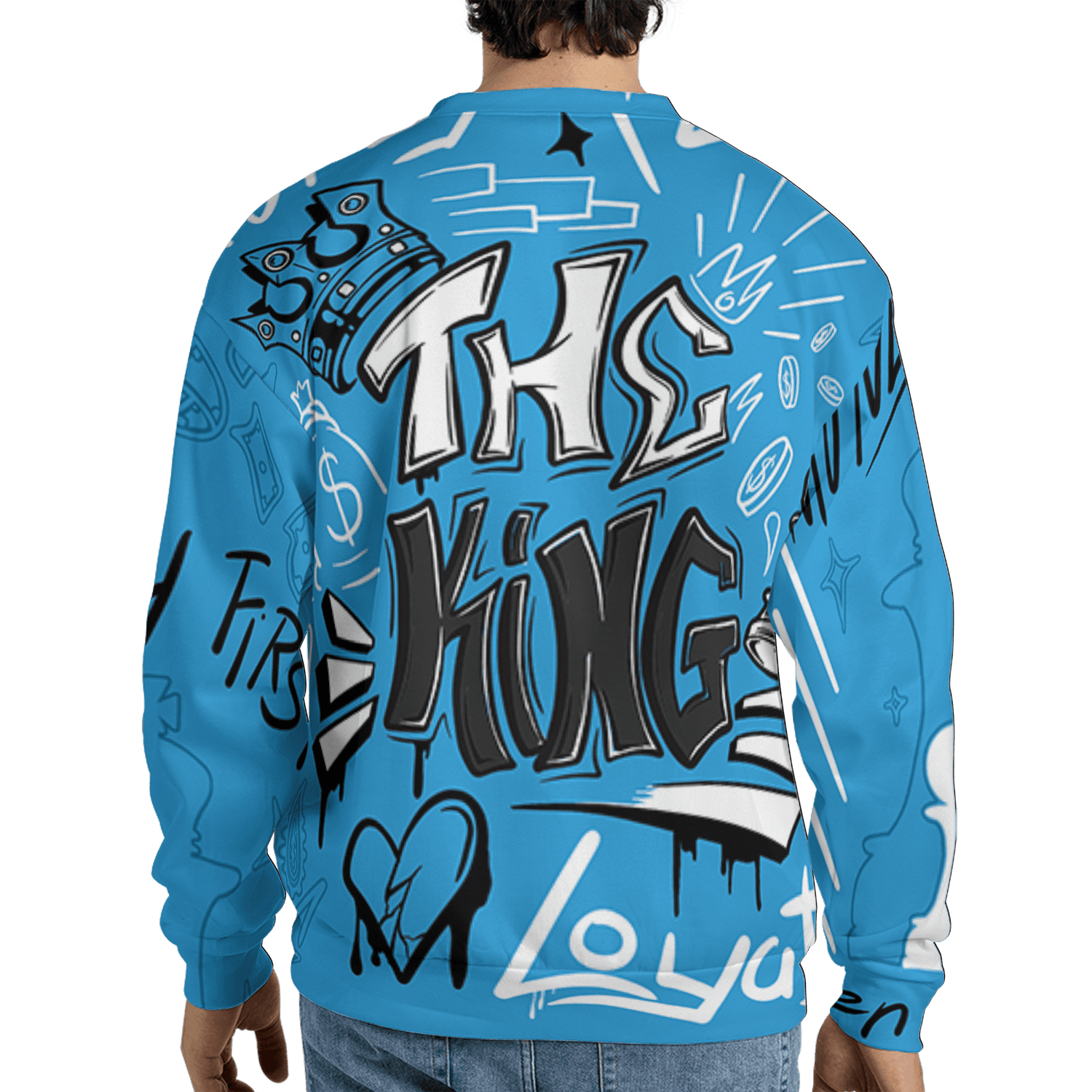 Powder Blue 9s Sweatshirt Match The King 3D All-Over Print Graffiti - NastyJamz