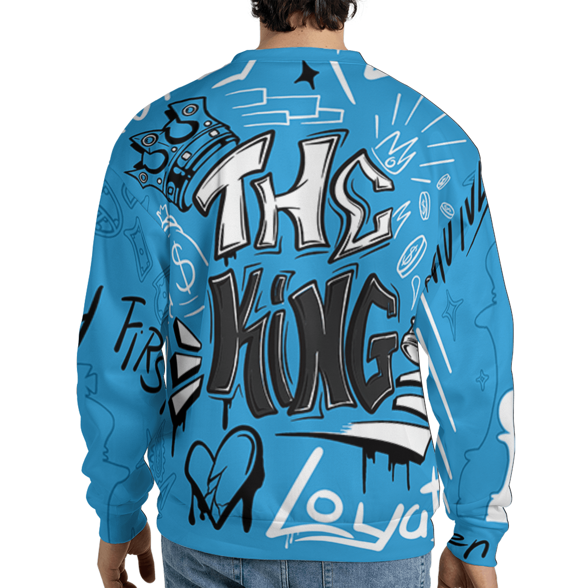 Powder Blue 9s Sweatshirt Match The King 3D All-Over Print Graffiti - NastyJamz