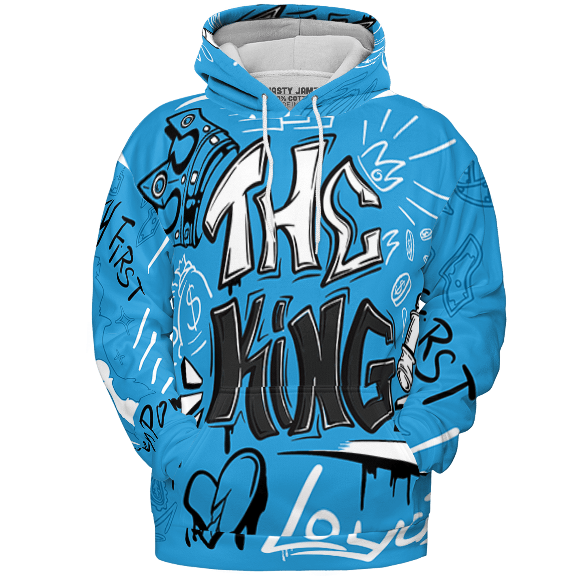 Powder Blue 9s Hoodie Match The King 3D All-Over Print Graffiti - NastyJamz