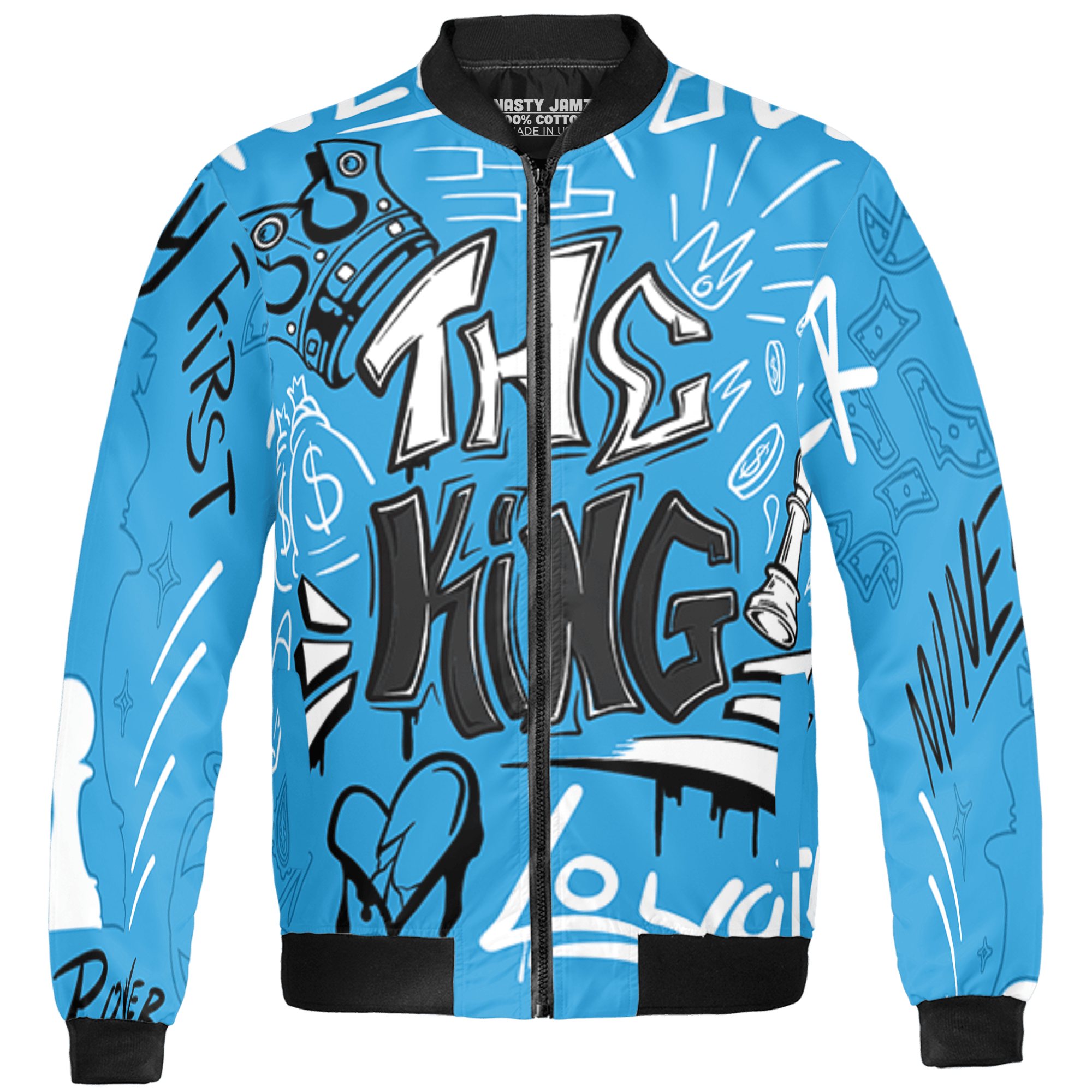 Powder Blue 9s Jacket Match The King 3D All-Over Print Graffiti - NastyJamz