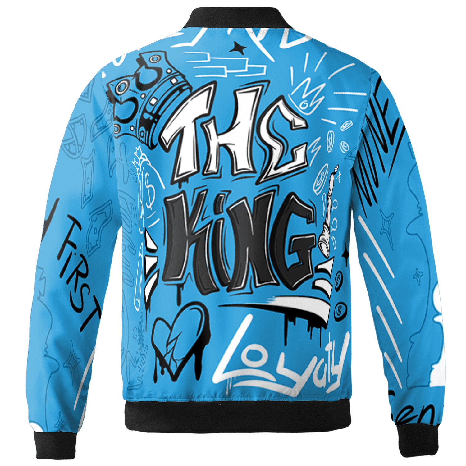 Powder Blue 9s Jacket Match The King 3D All-Over Print Graffiti - NastyJamz