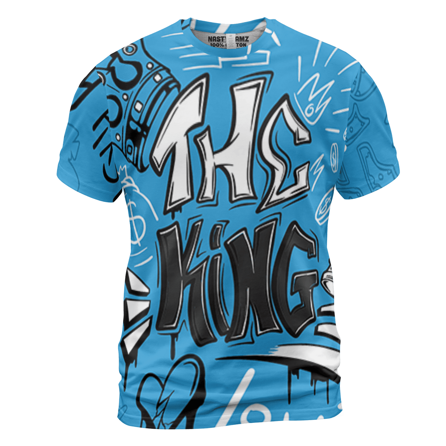 Powder Blue 9s T Shirt Match The King 3D All-Over Print Graffiti - NastyJamz