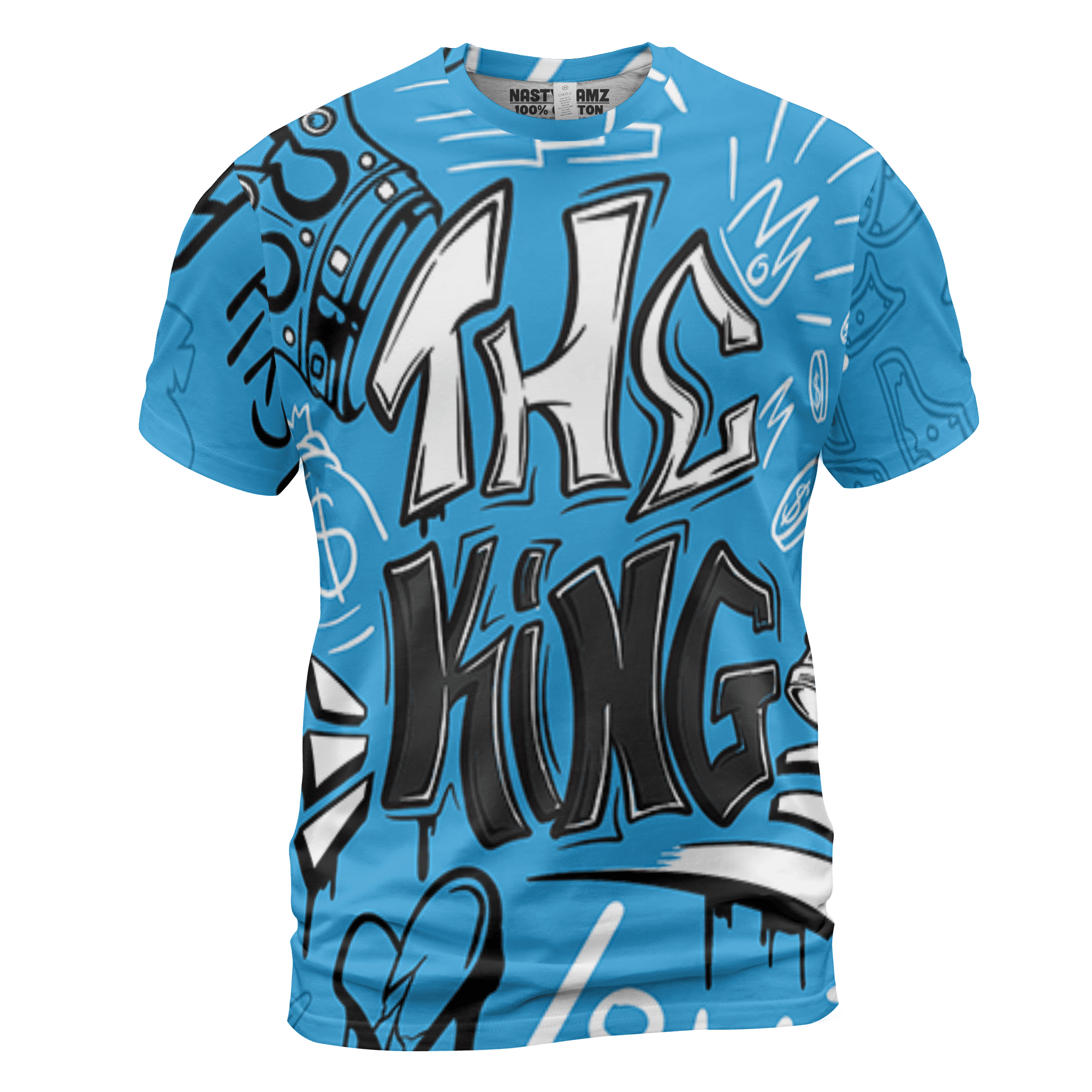 Powder Blue 9s T Shirt Match The King 3D All-Over Print Graffiti - NastyJamz