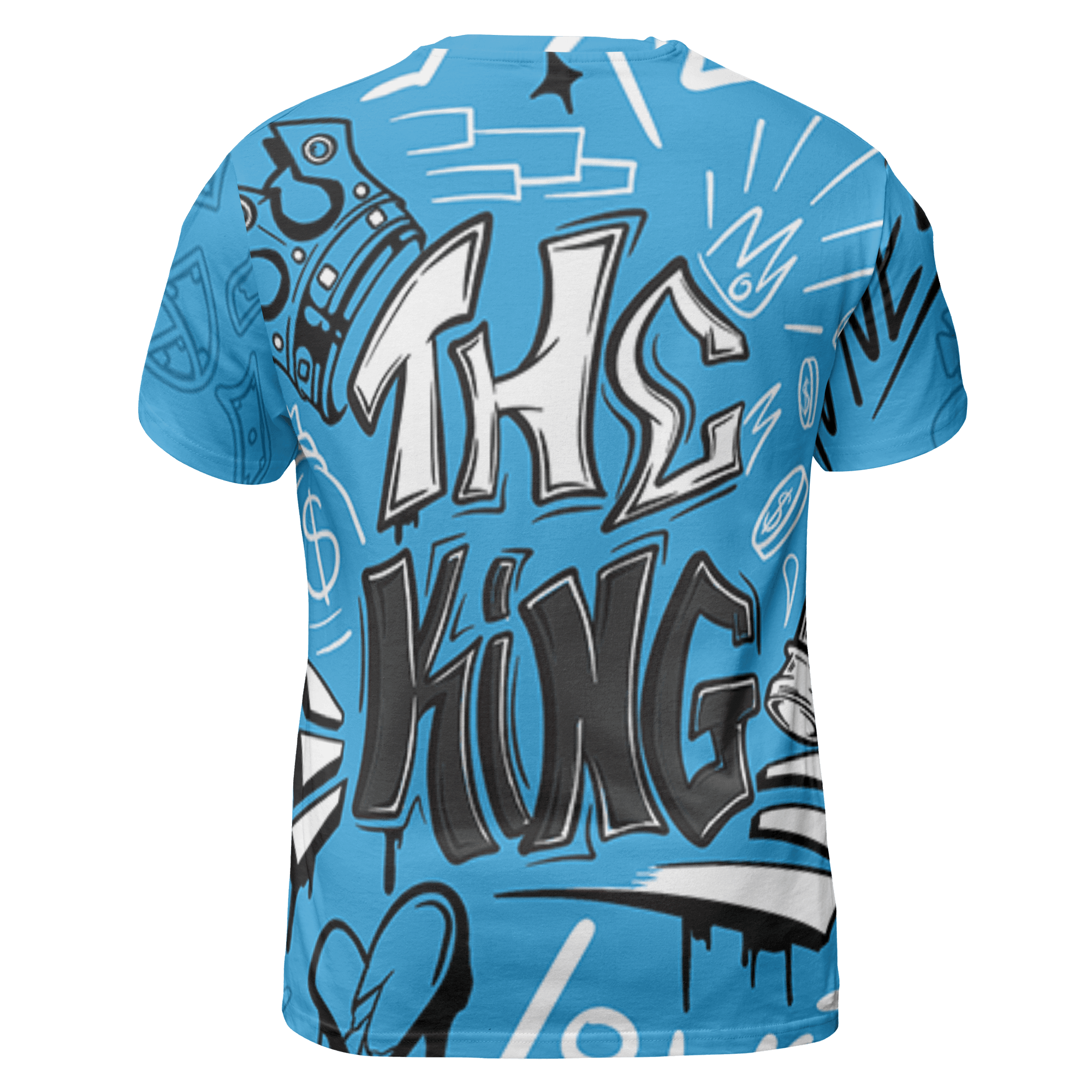 Powder Blue 9s T Shirt Match The King 3D All-Over Print Graffiti - NastyJamz