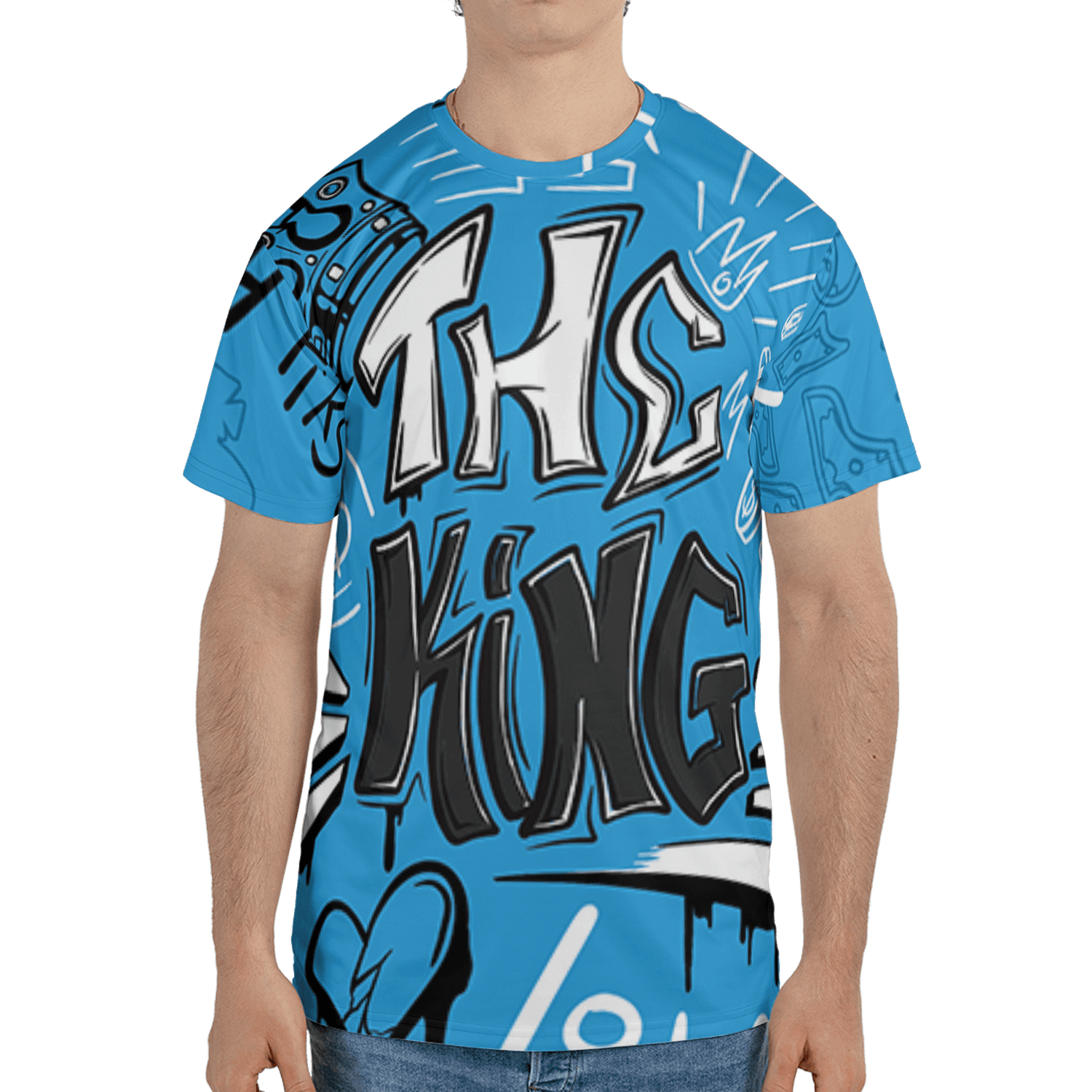 Powder Blue 9s T Shirt Match The King 3D All-Over Print Graffiti - NastyJamz