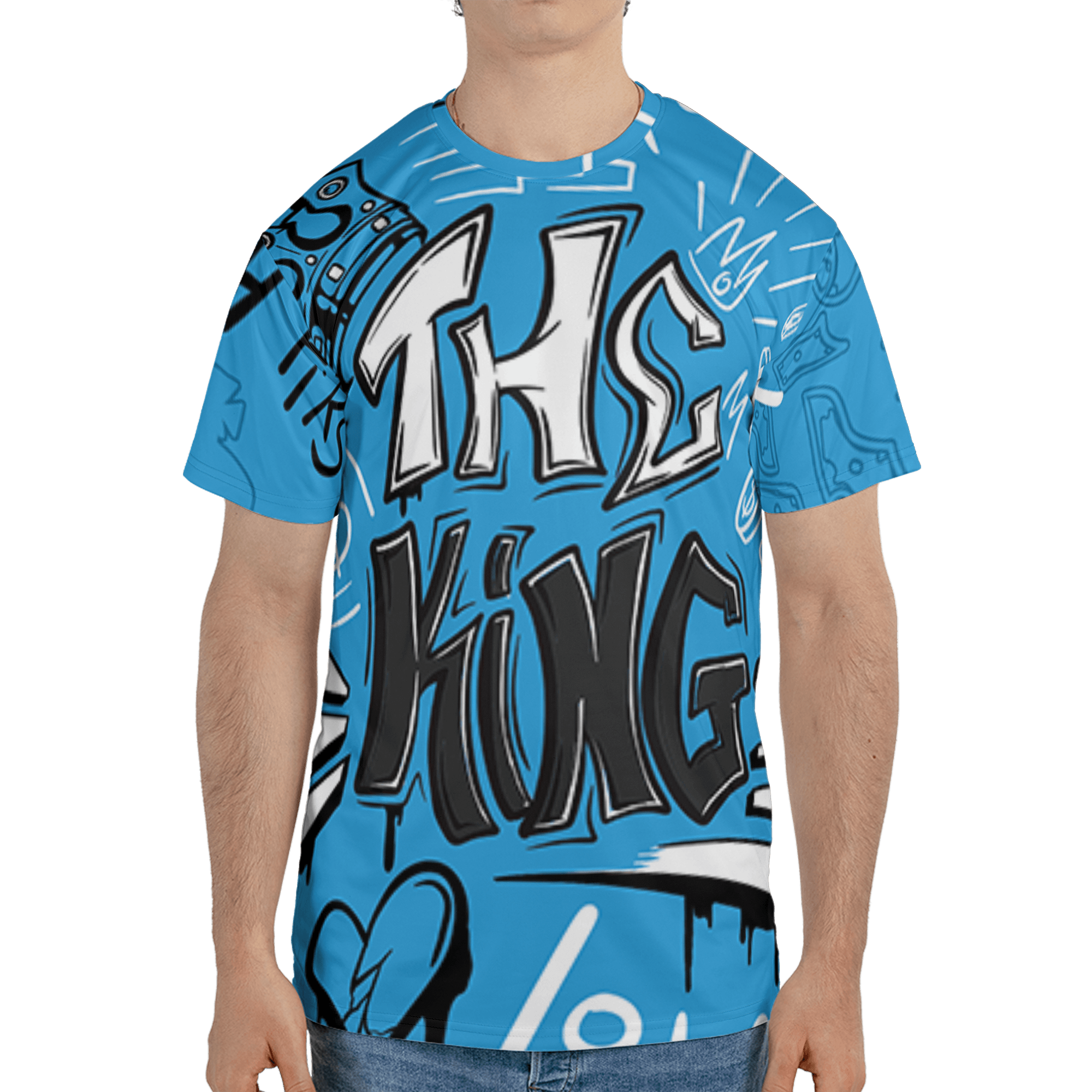 Powder Blue 9s T Shirt Match The King 3D All-Over Print Graffiti - NastyJamz