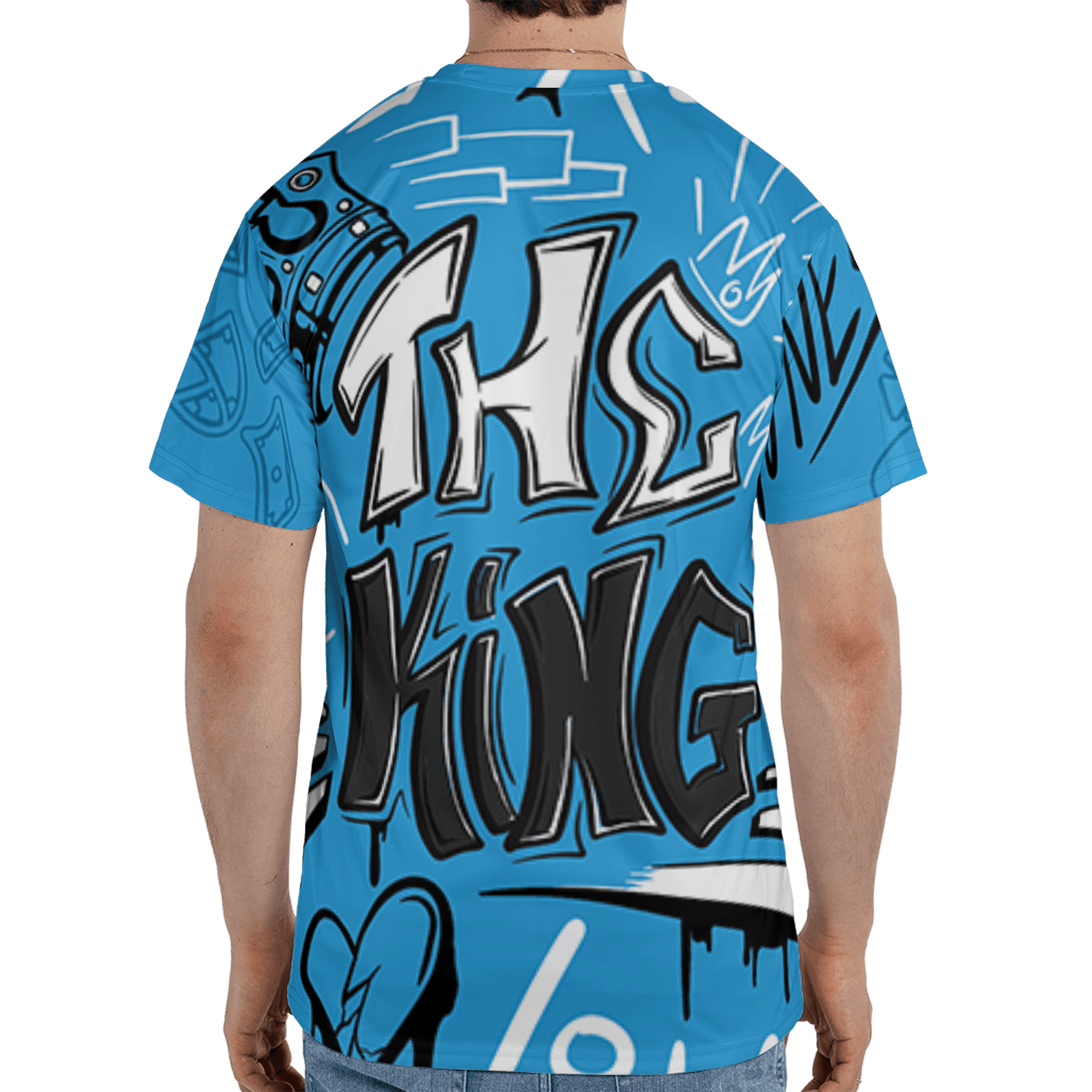 Powder Blue 9s T Shirt Match The King 3D All-Over Print Graffiti - NastyJamz