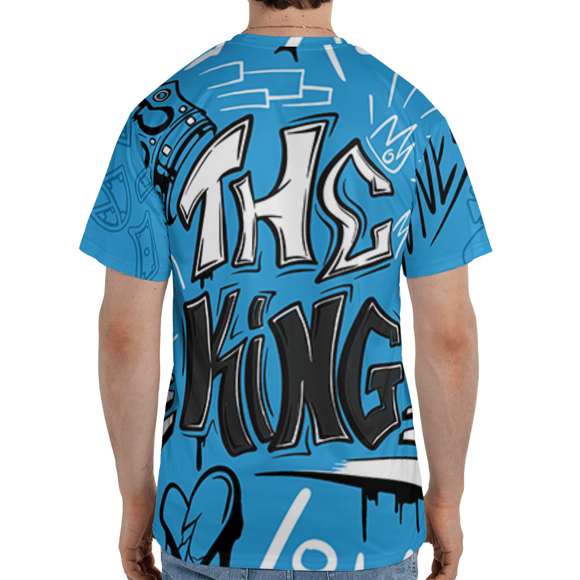 Powder Blue 9s T Shirt Match The King 3D All-Over Print Graffiti - NastyJamz
