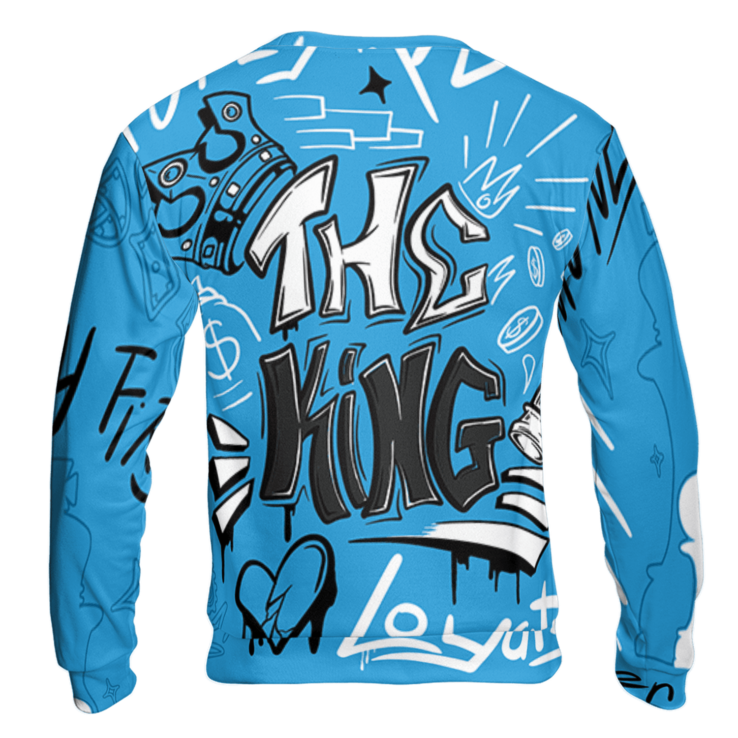 Powder Blue 9s Sweatshirt Match The King 3D All-Over Print Graffiti - NastyJamz