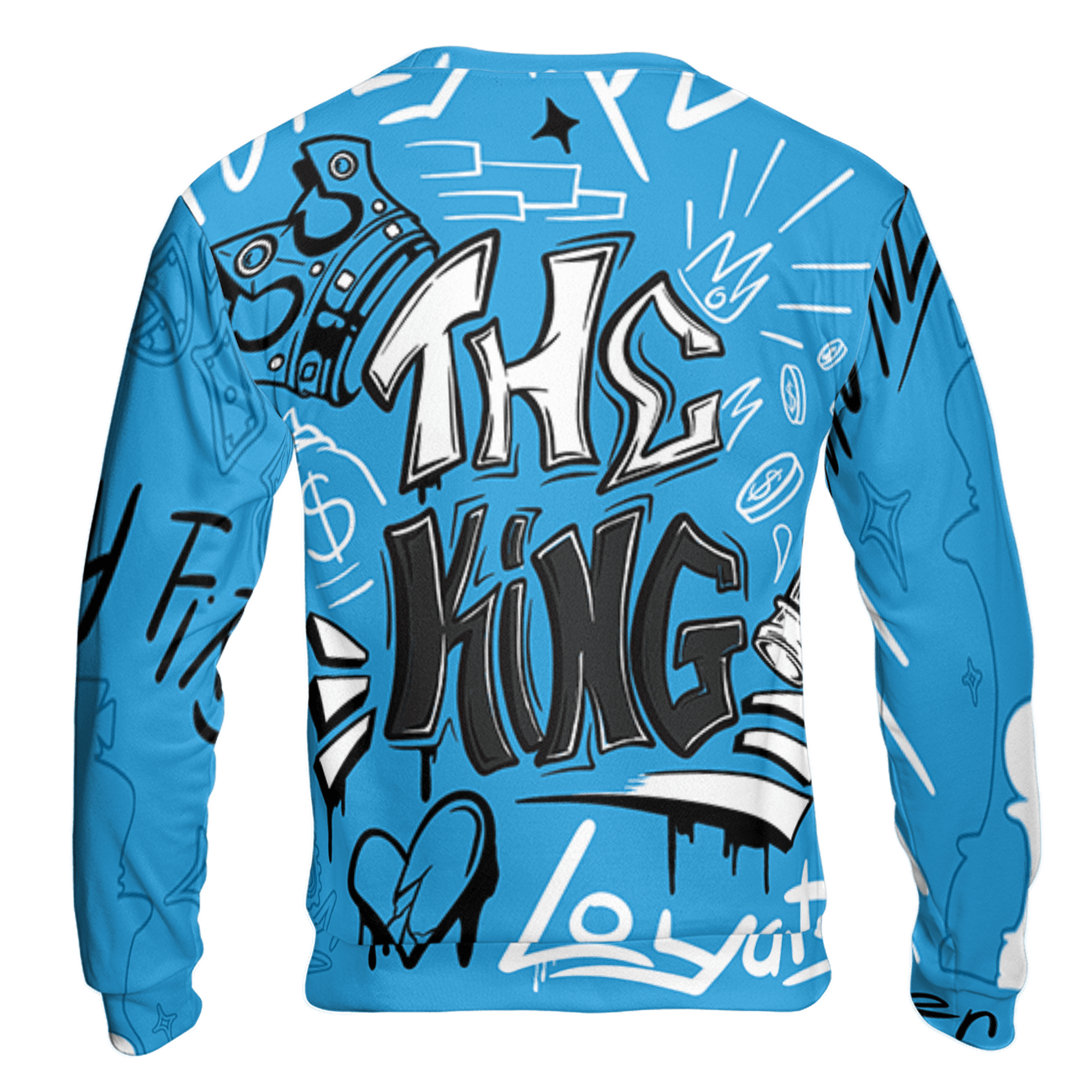 Powder Blue 9s Sweatshirt Match The King 3D All-Over Print Graffiti - NastyJamz