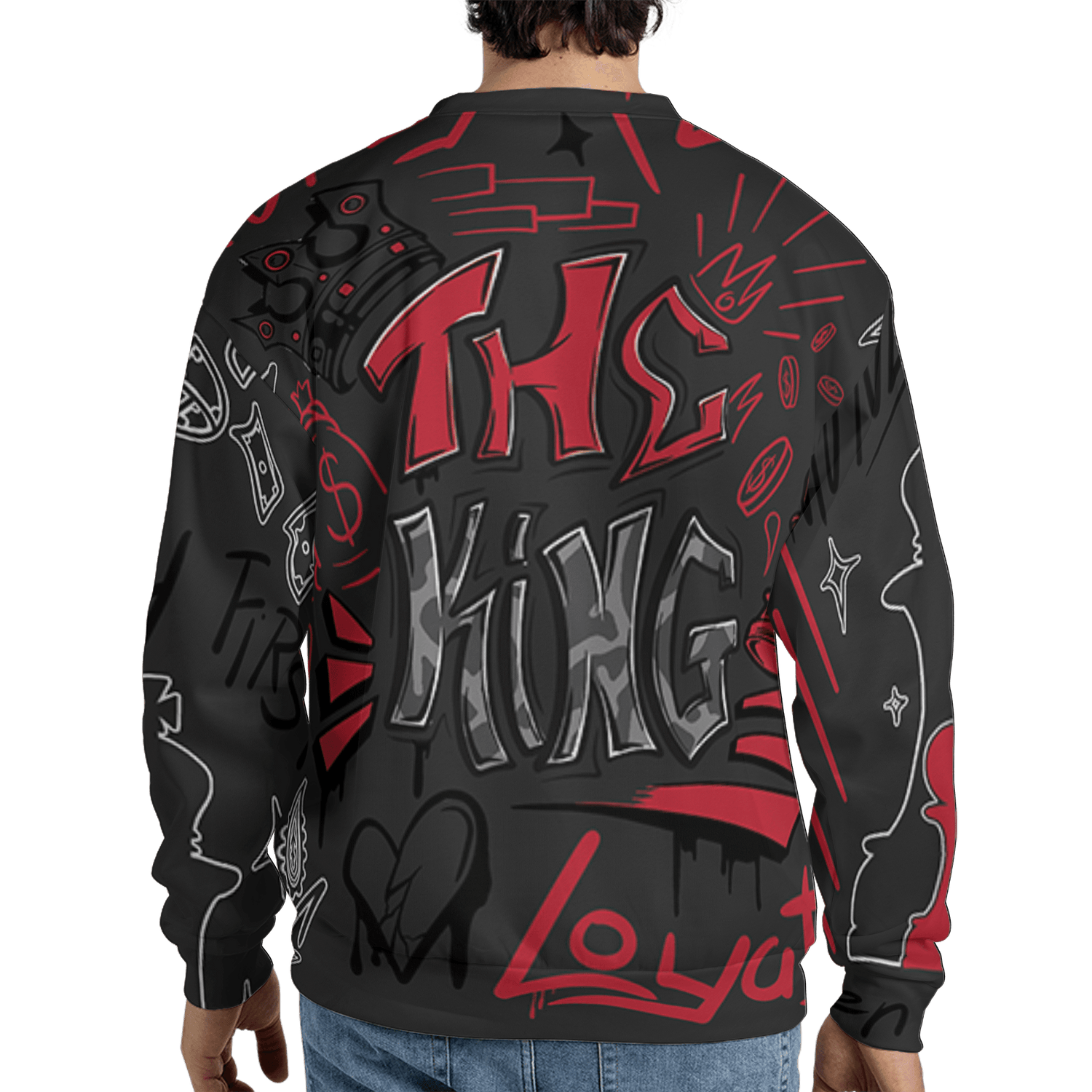 Spizike Low Bred Sweatshirt Match The King 3D All-Over Print Graffiti - NastyJamz