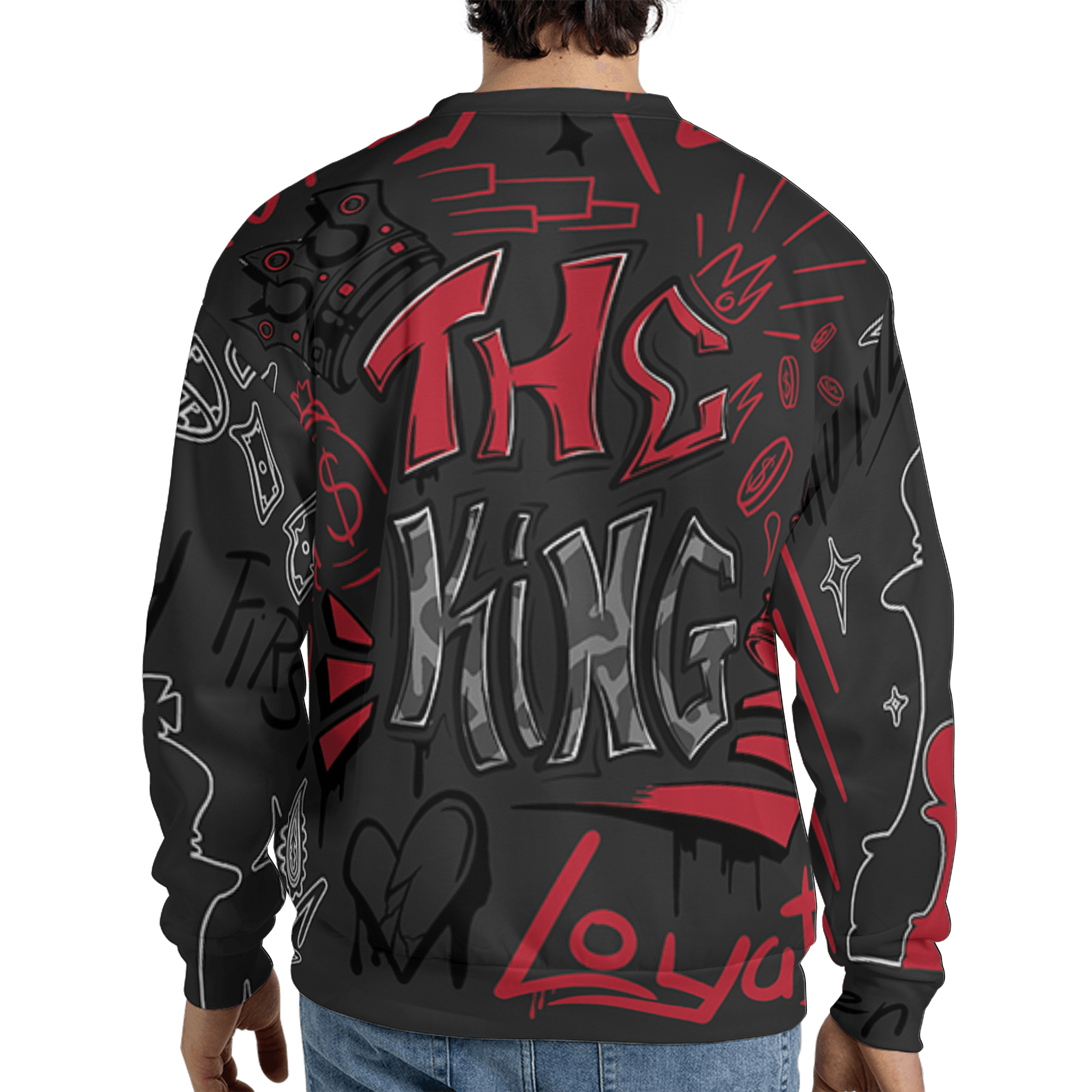 Spizike Low Bred Sweatshirt Match The King 3D All-Over Print Graffiti - NastyJamz