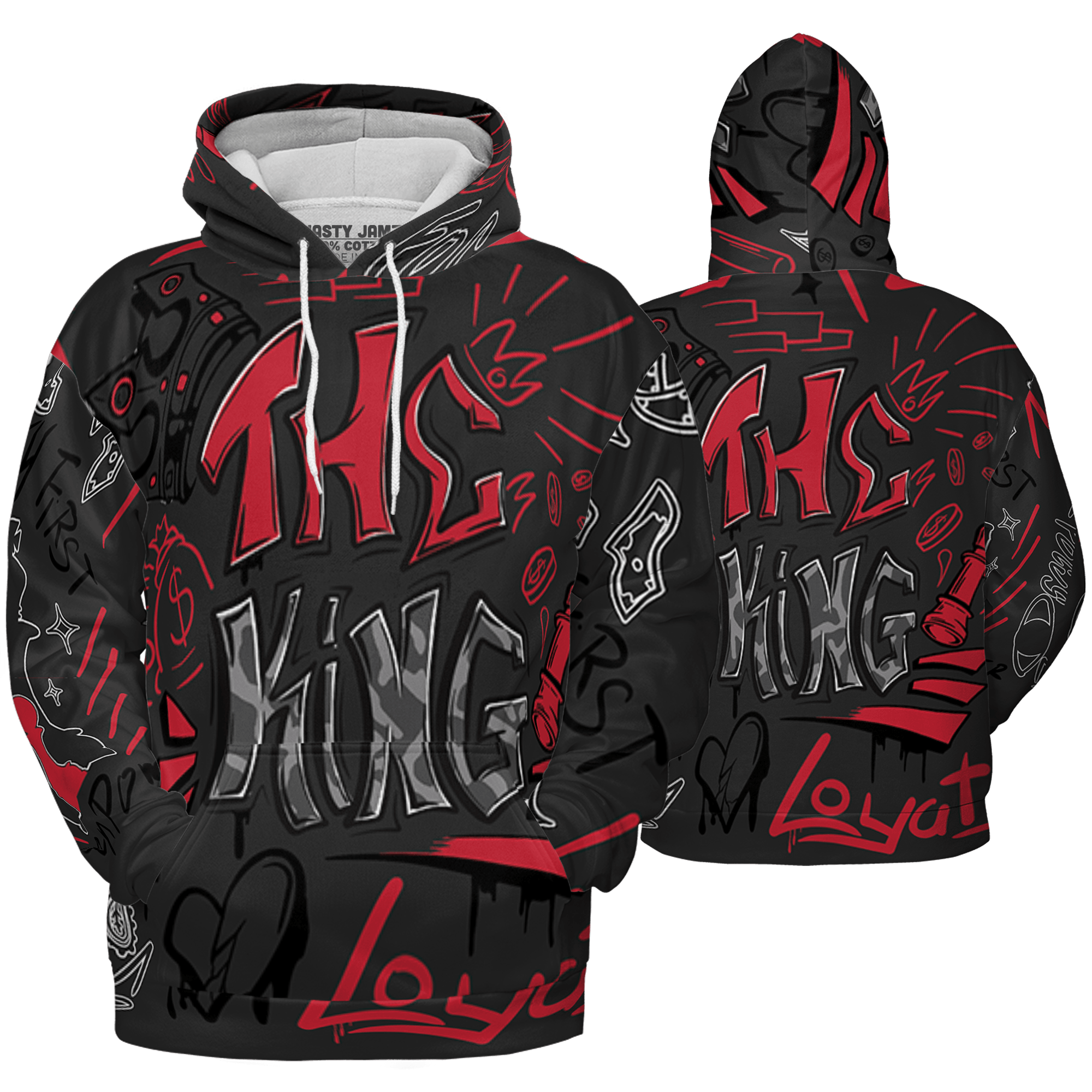 Spizike Low Bred Hoodie Match The King 3D All-Over Print Graffiti - NastyJamz