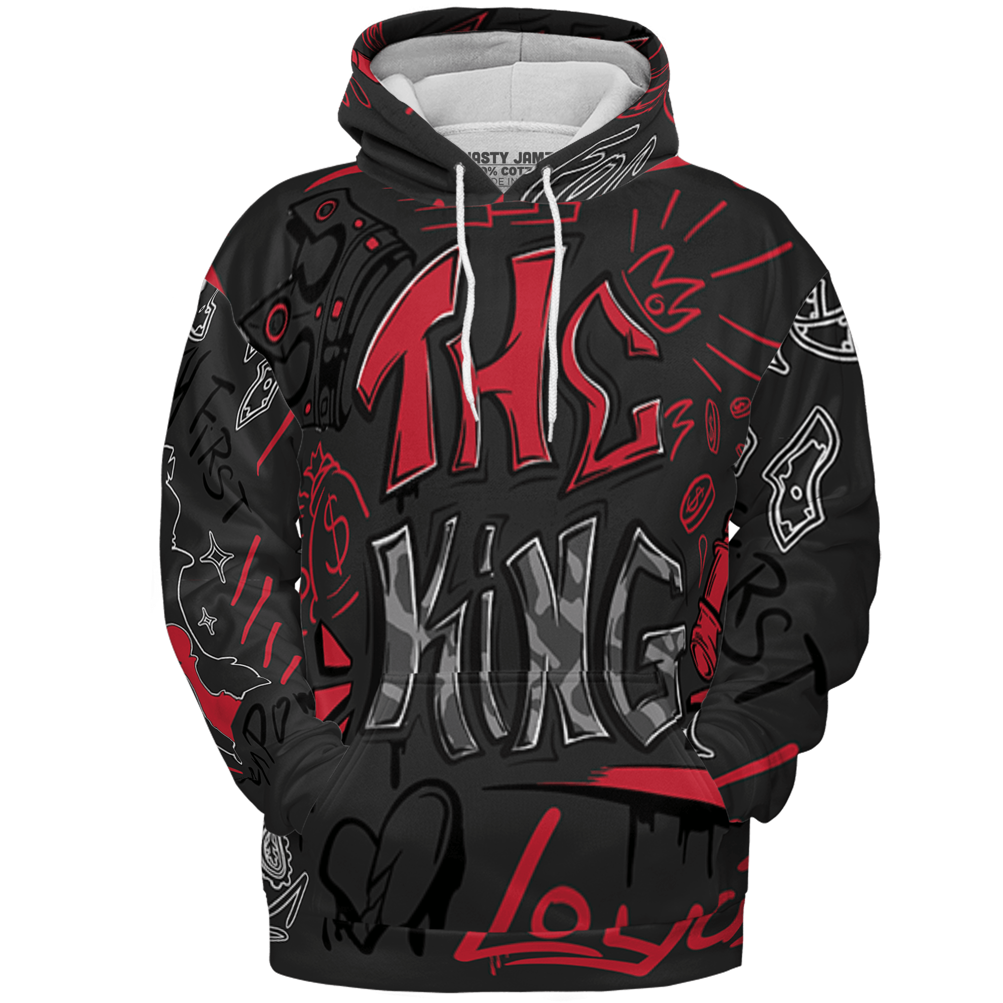 Spizike Low Bred Hoodie Match The King 3D All-Over Print Graffiti - NastyJamz