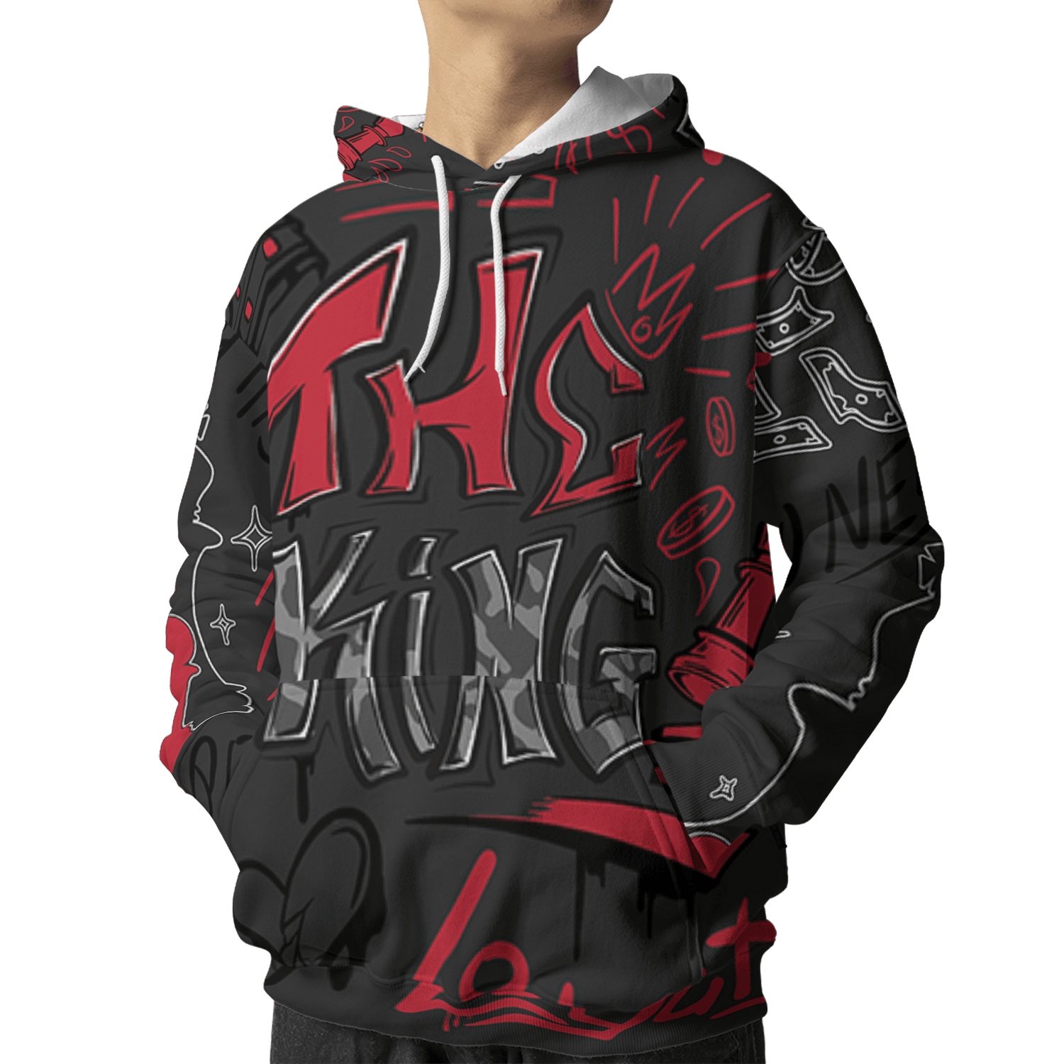 Spizike Low Bred Hoodie Match The King 3D All-Over Print Graffiti - NastyJamz