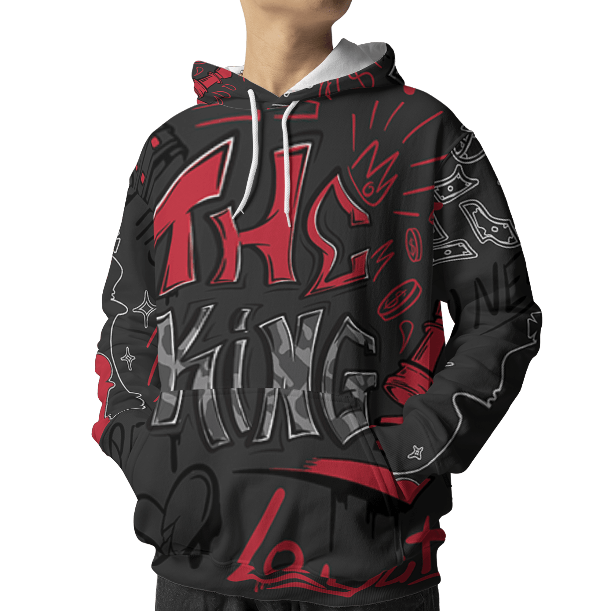 Spizike Low Bred Hoodie Match The King 3D All-Over Print Graffiti - NastyJamz