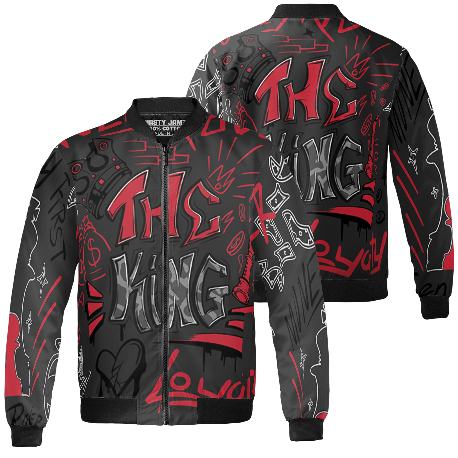 Spizike Low Bred Jacket Match The King 3D All-Over Print Graffiti - NastyJamz