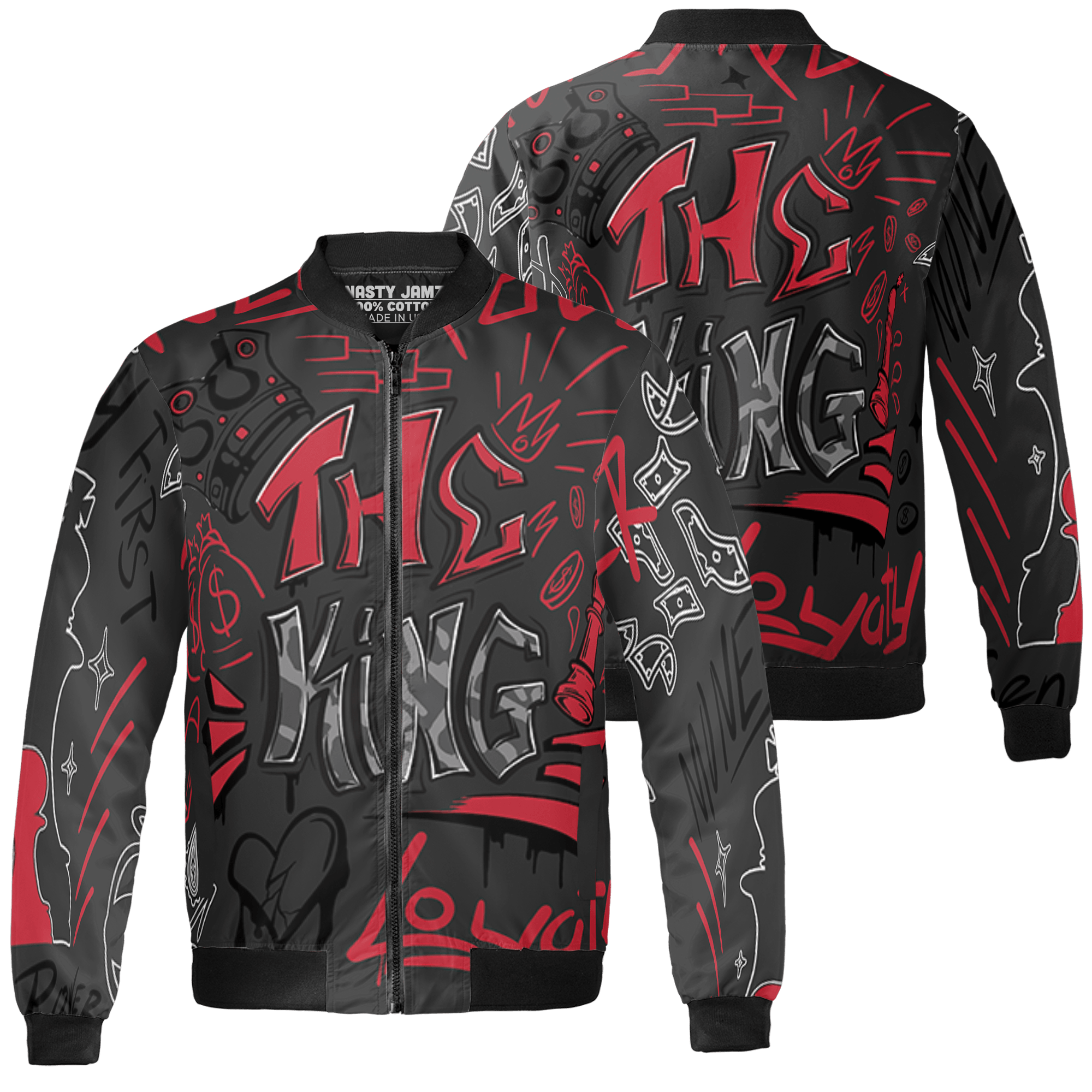 Spizike Low Bred Jacket Match The King 3D All-Over Print Graffiti - NastyJamz
