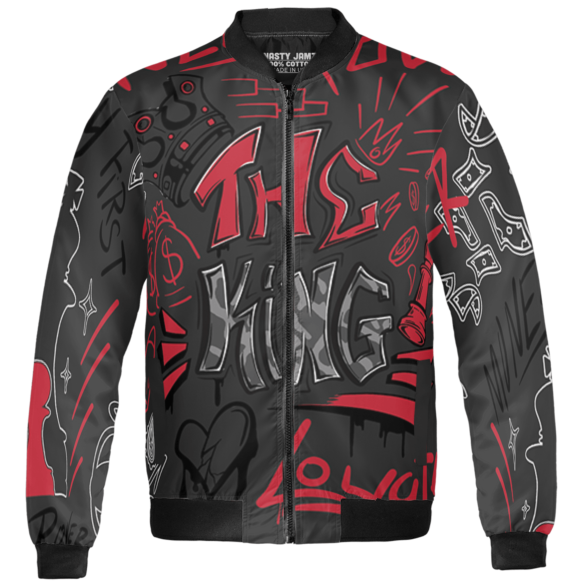 Spizike Low Bred Jacket Match The King 3D All-Over Print Graffiti - NastyJamz