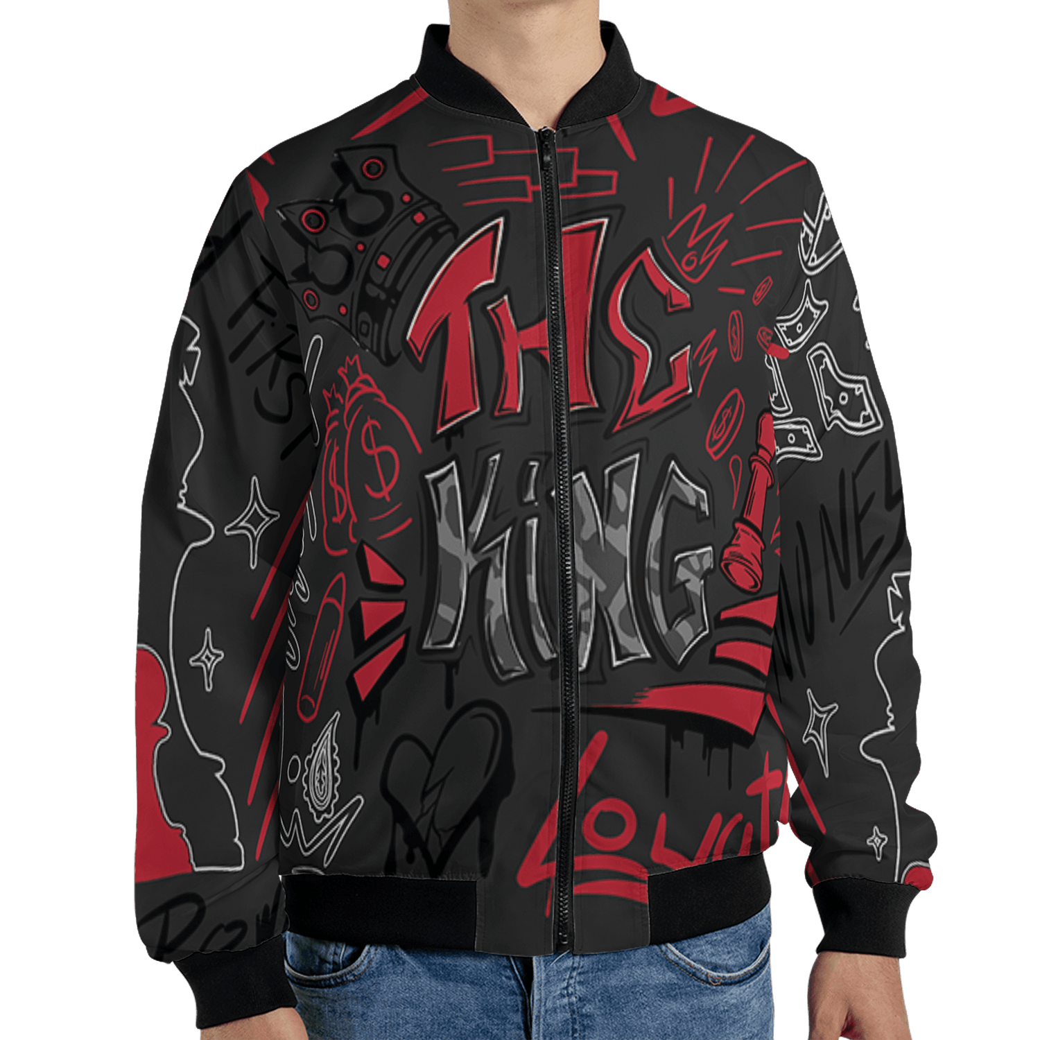 Spizike Low Bred Jacket Match The King 3D All-Over Print Graffiti - NastyJamz