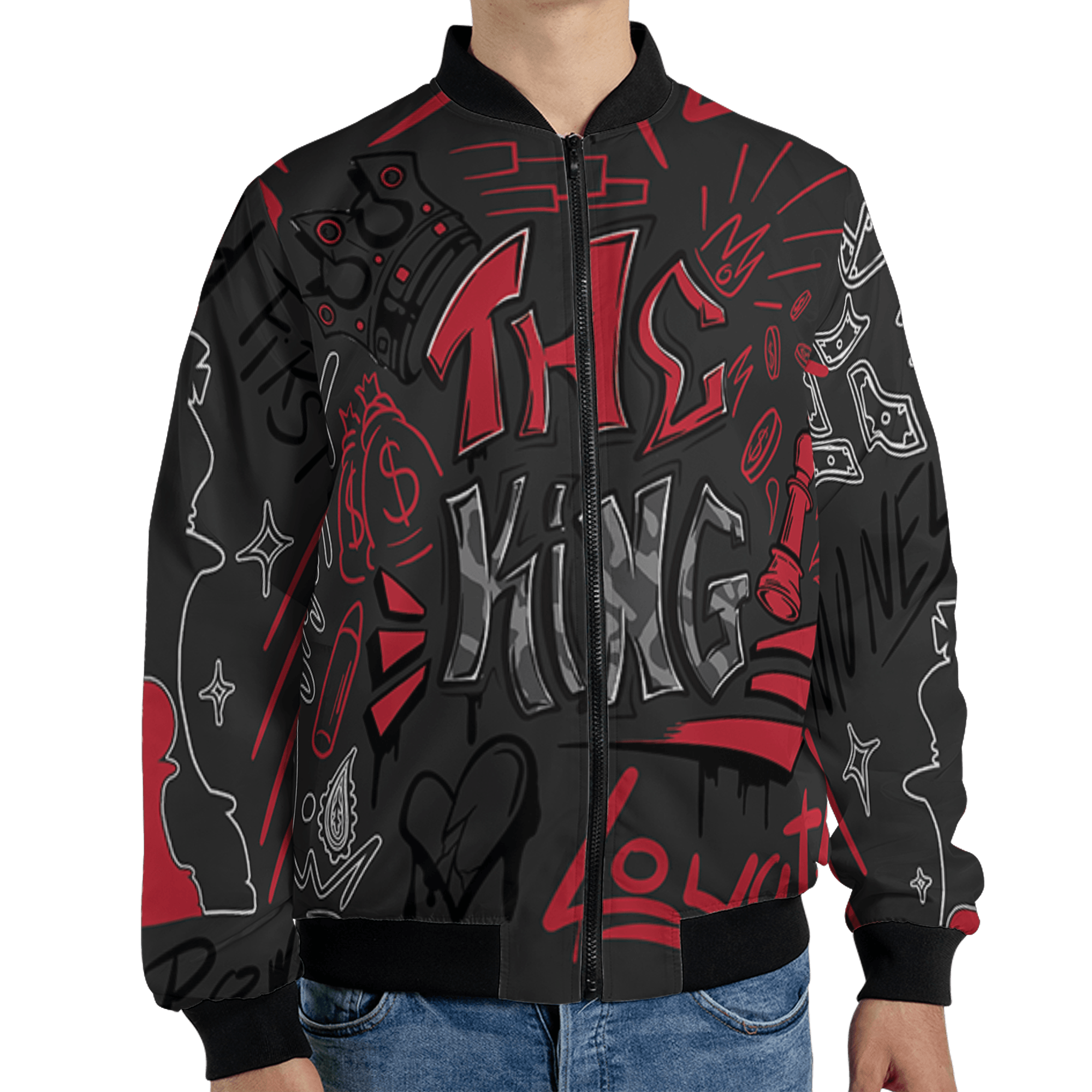 Spizike Low Bred Jacket Match The King 3D All-Over Print Graffiti - NastyJamz