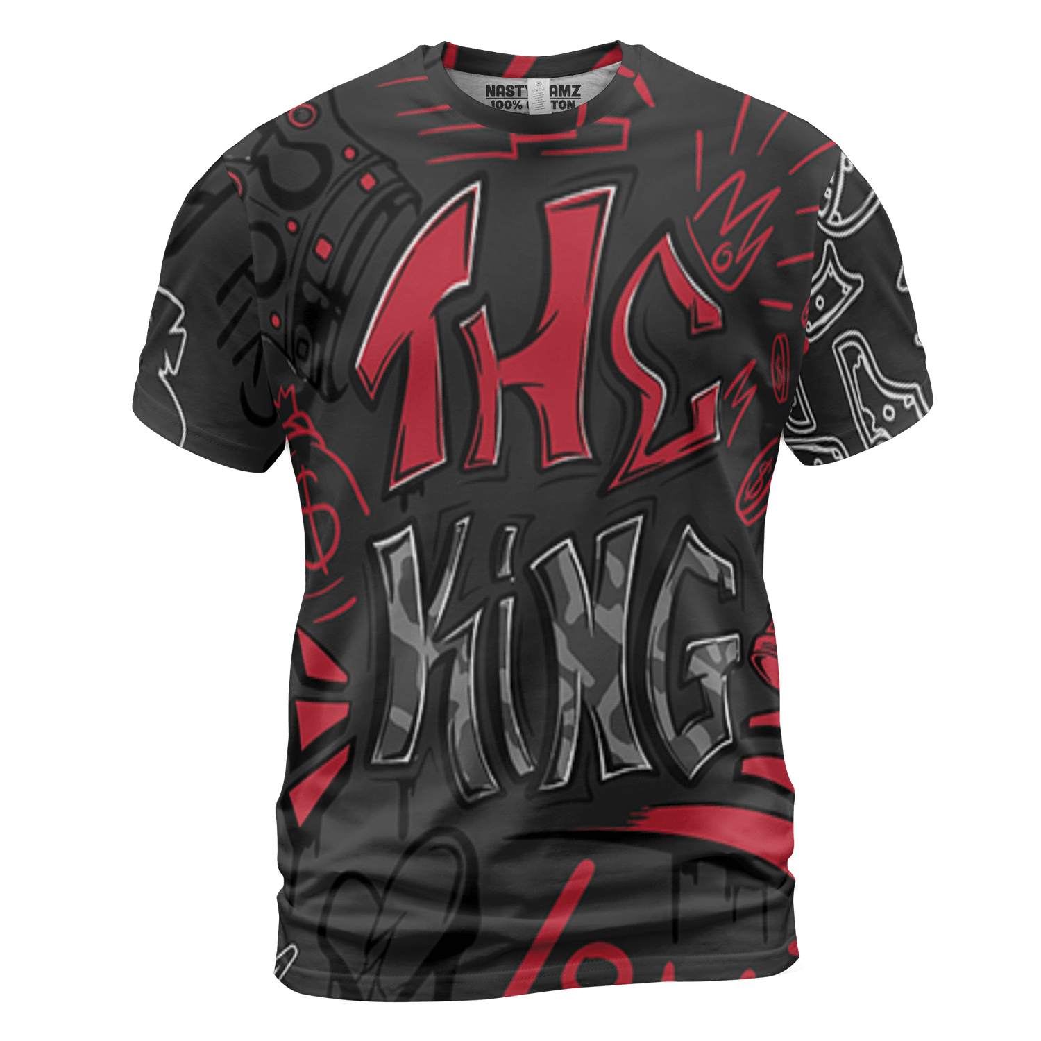 Spizike Low Bred T Shirt Match The King 3D All-Over Print Graffiti - NastyJamz