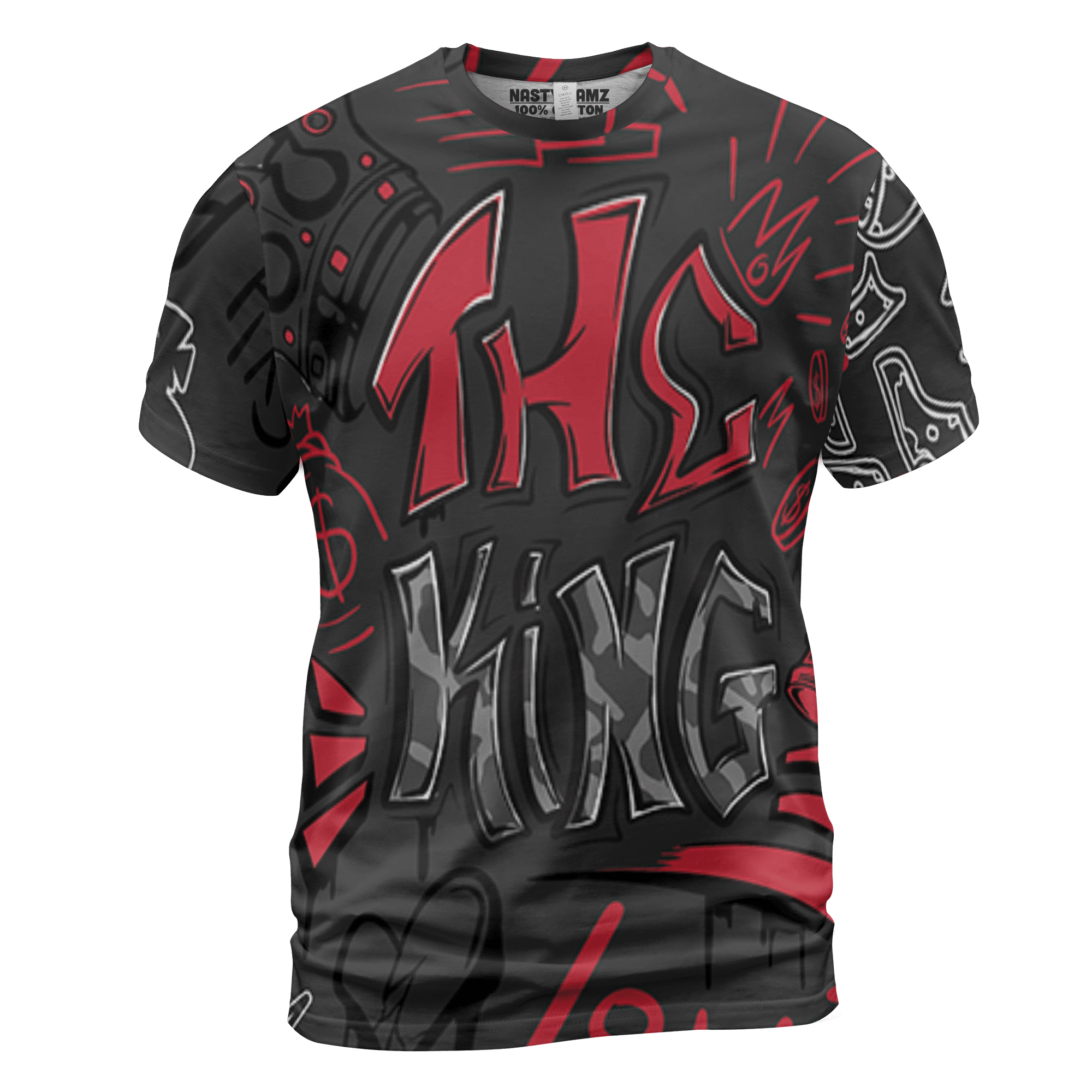Spizike Low Bred T Shirt Match The King 3D All-Over Print Graffiti - NastyJamz