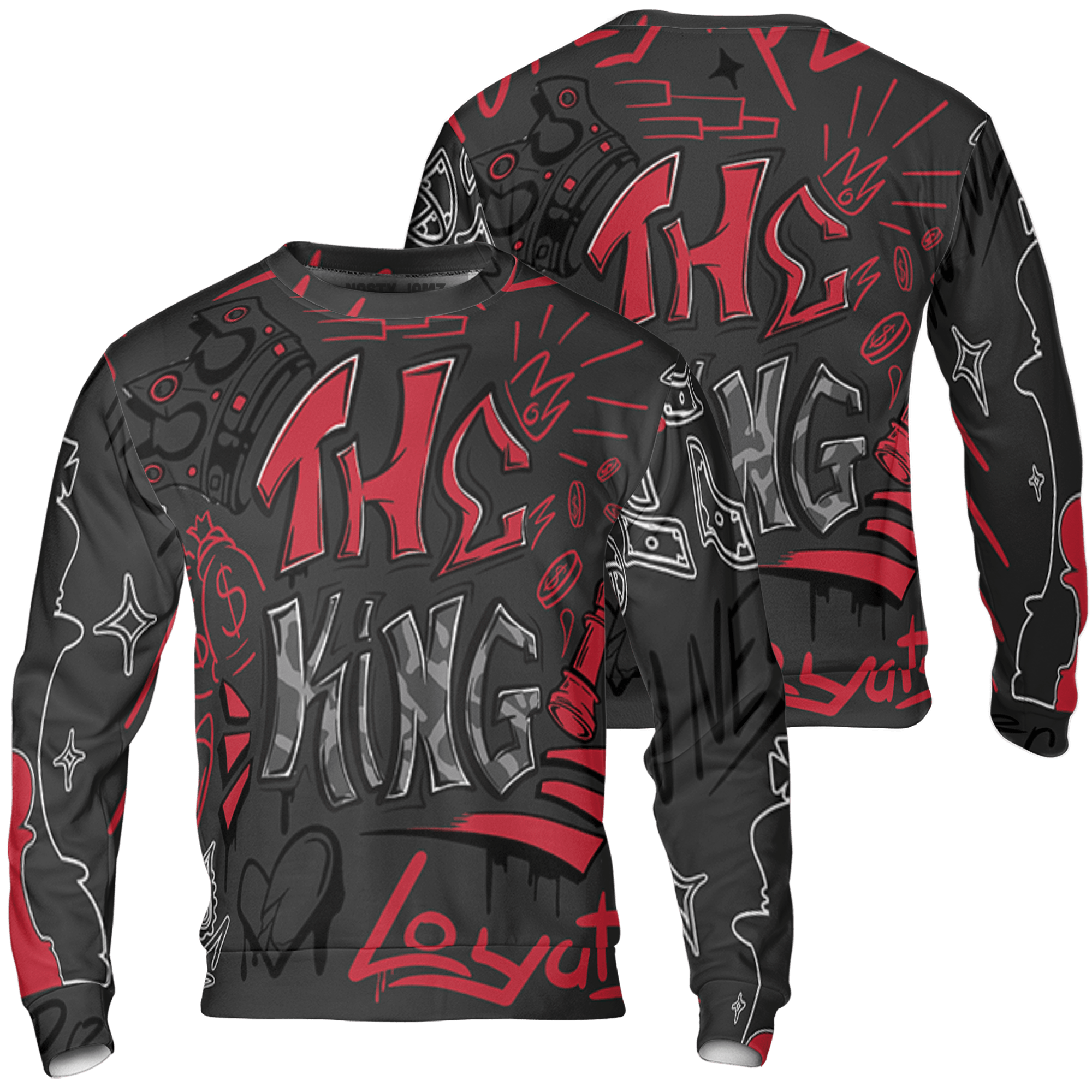Spizike Low Bred Sweatshirt Match The King 3D All-Over Print Graffiti - NastyJamz