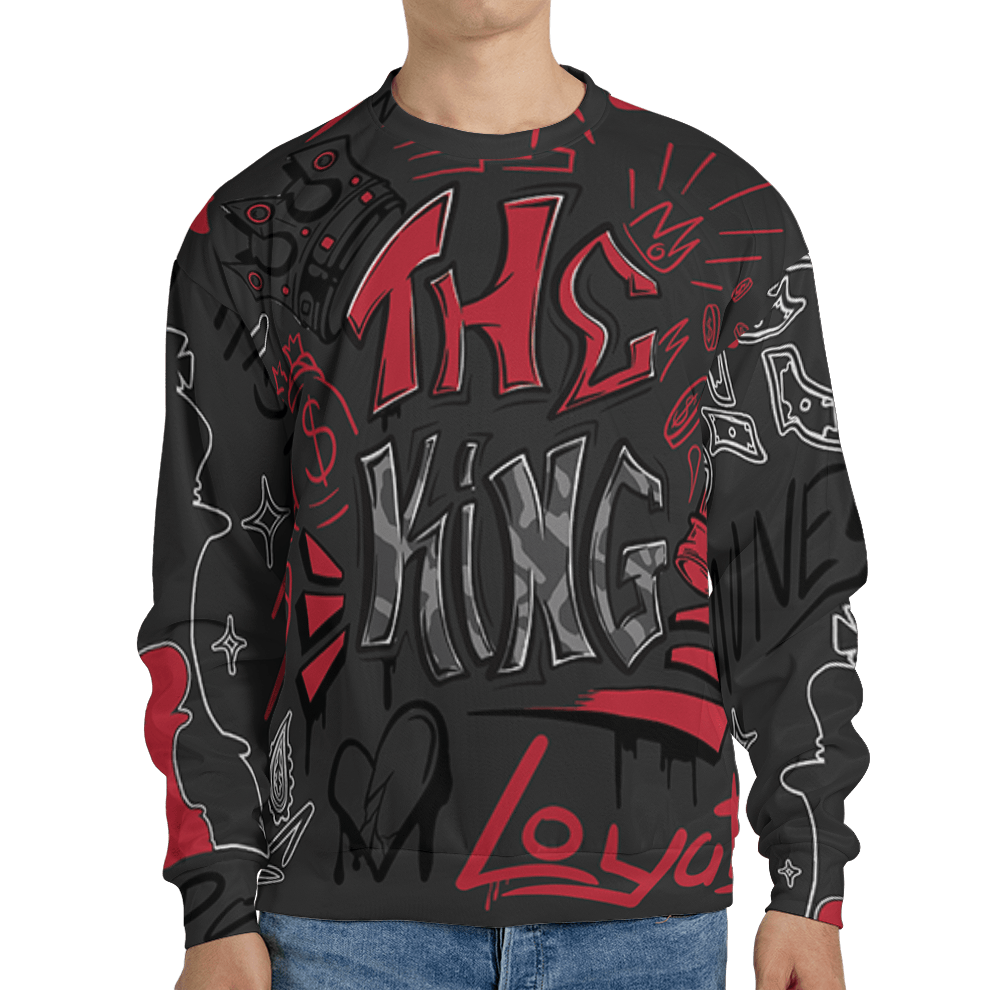 Spizike Low Bred Sweatshirt Match The King 3D All-Over Print Graffiti - NastyJamz