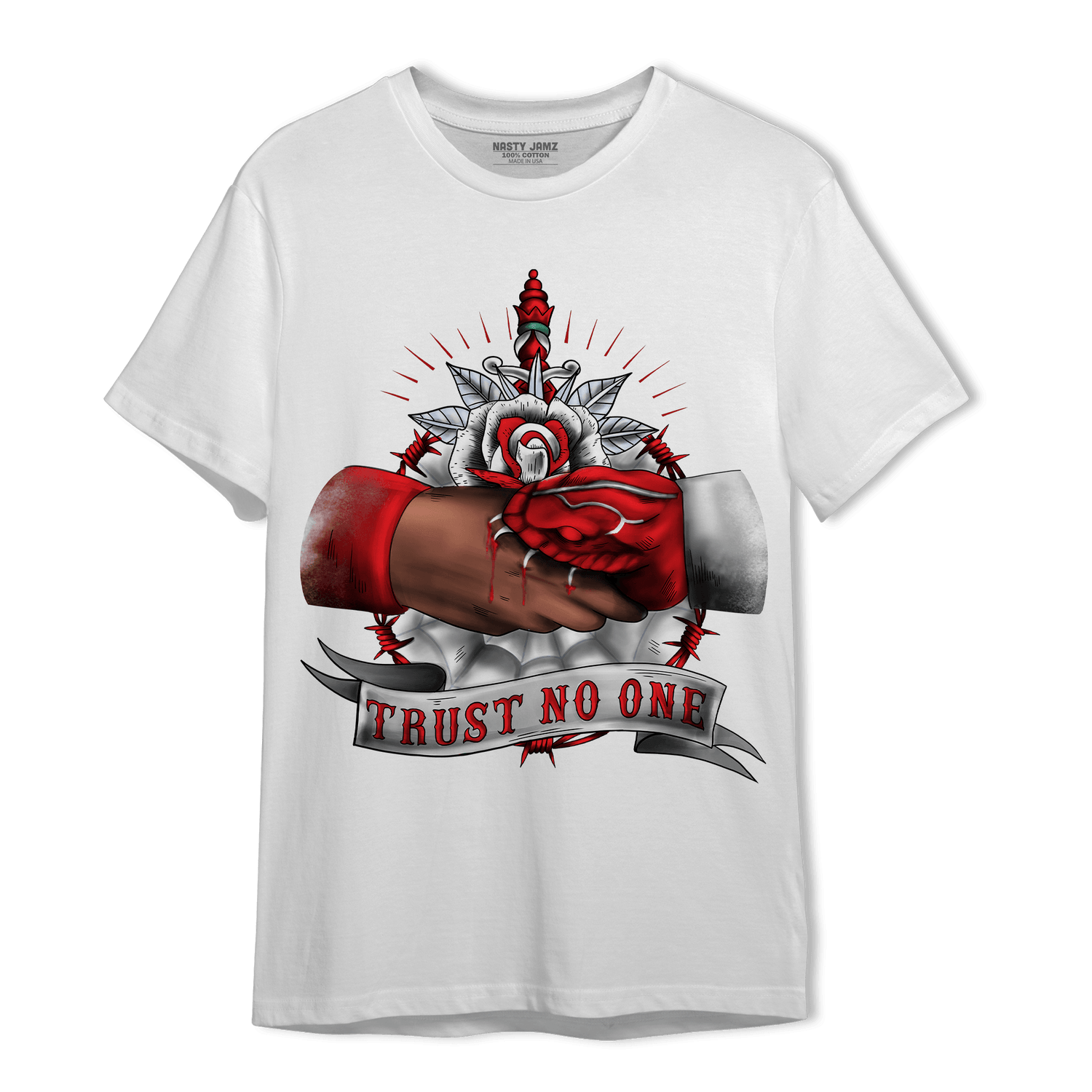 Cherry 11s T Shirt Match Trust No One Old School - NastyJamz