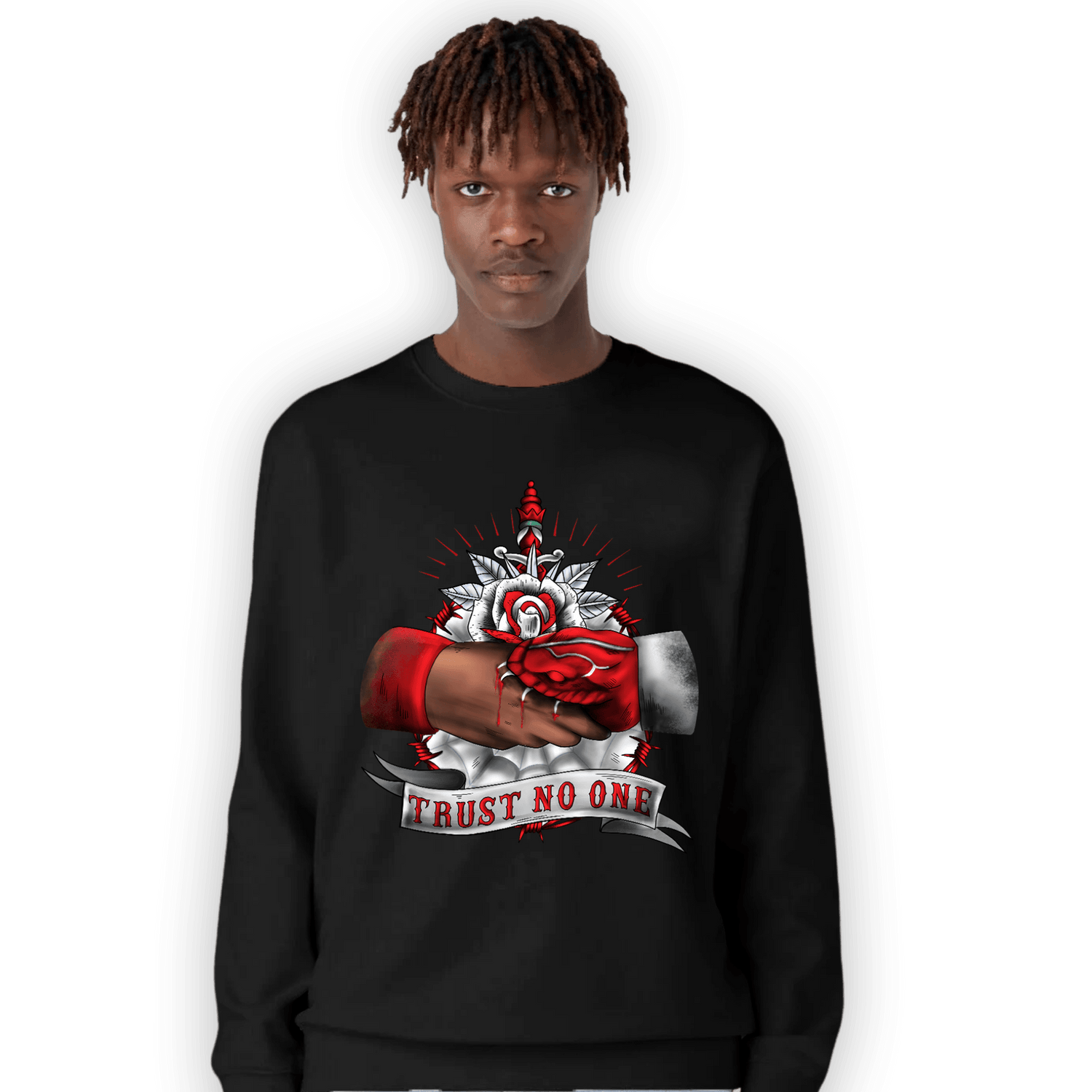 Cherry 11s Sweatshirt Match Trust No One Old School - NastyJamz
