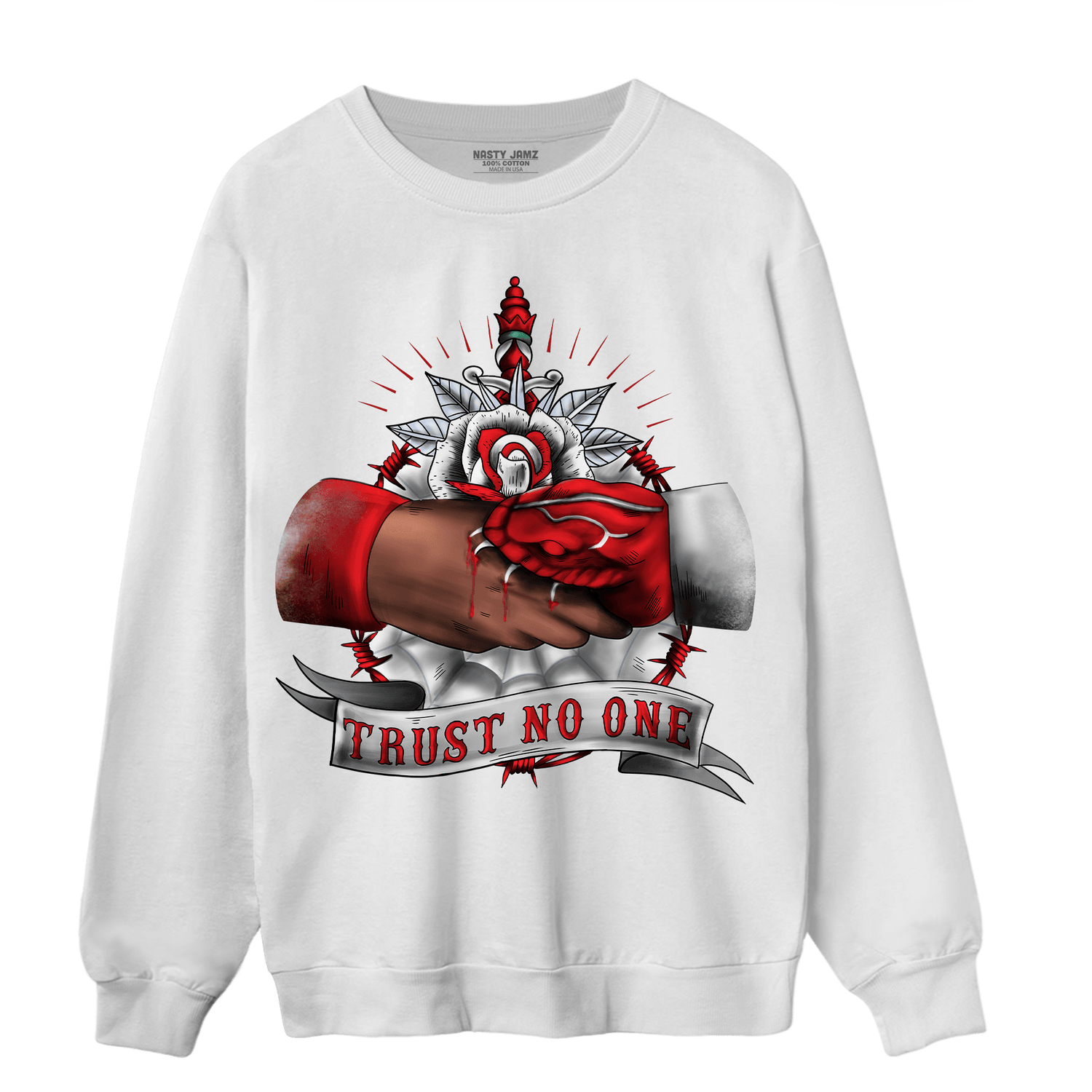 Cherry 11s Sweatshirt Match Trust No One Old School - NastyJamz