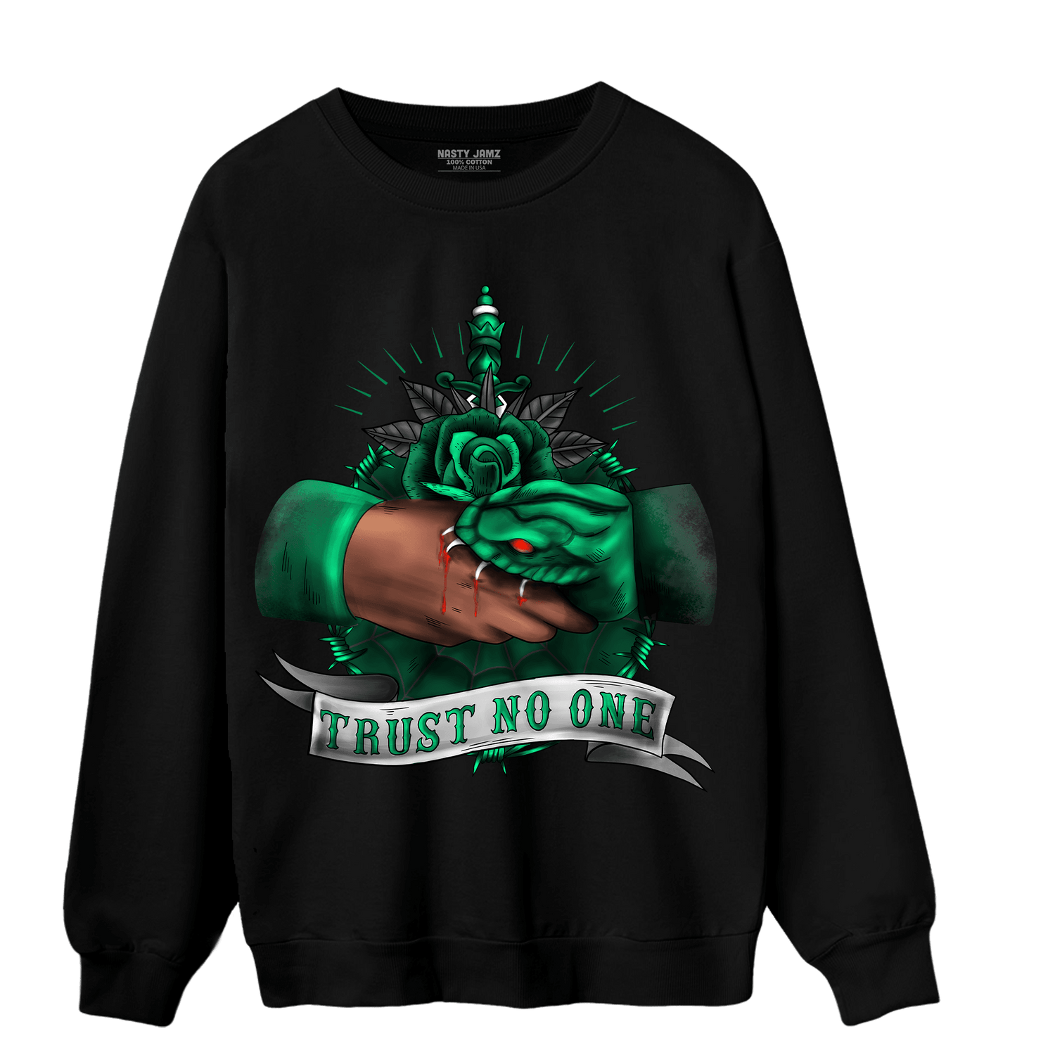 Celtic Lucky Green 1s Sweatshirt Match Trust No One Old School - NastyJamz