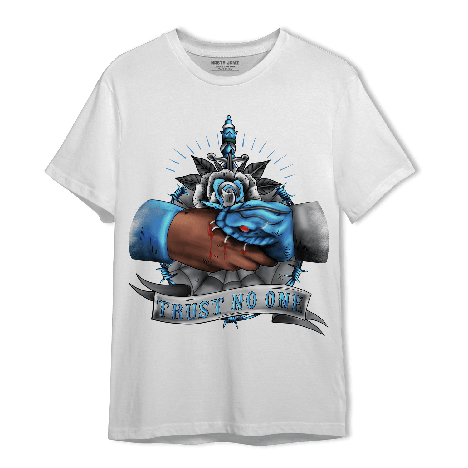University Blue 5s T Shirt Match Trust No One Old School - NastyJamz