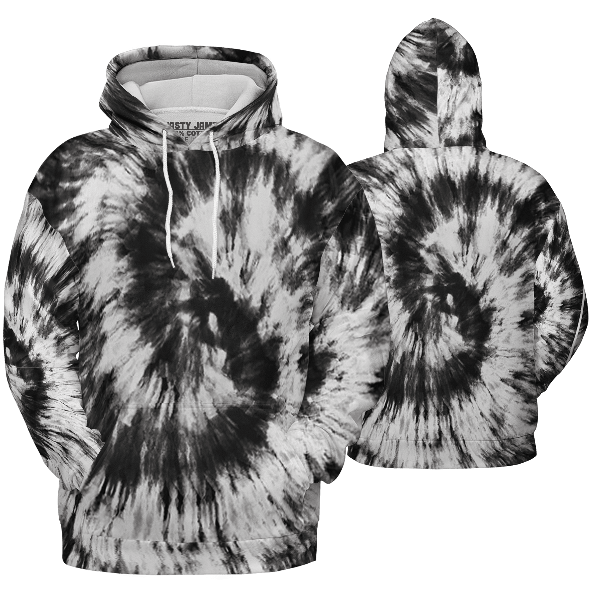 Retro High OG Black White 1s Hoodie Match Tye Dye 3D All-Over Print Spiral - NastyJamz