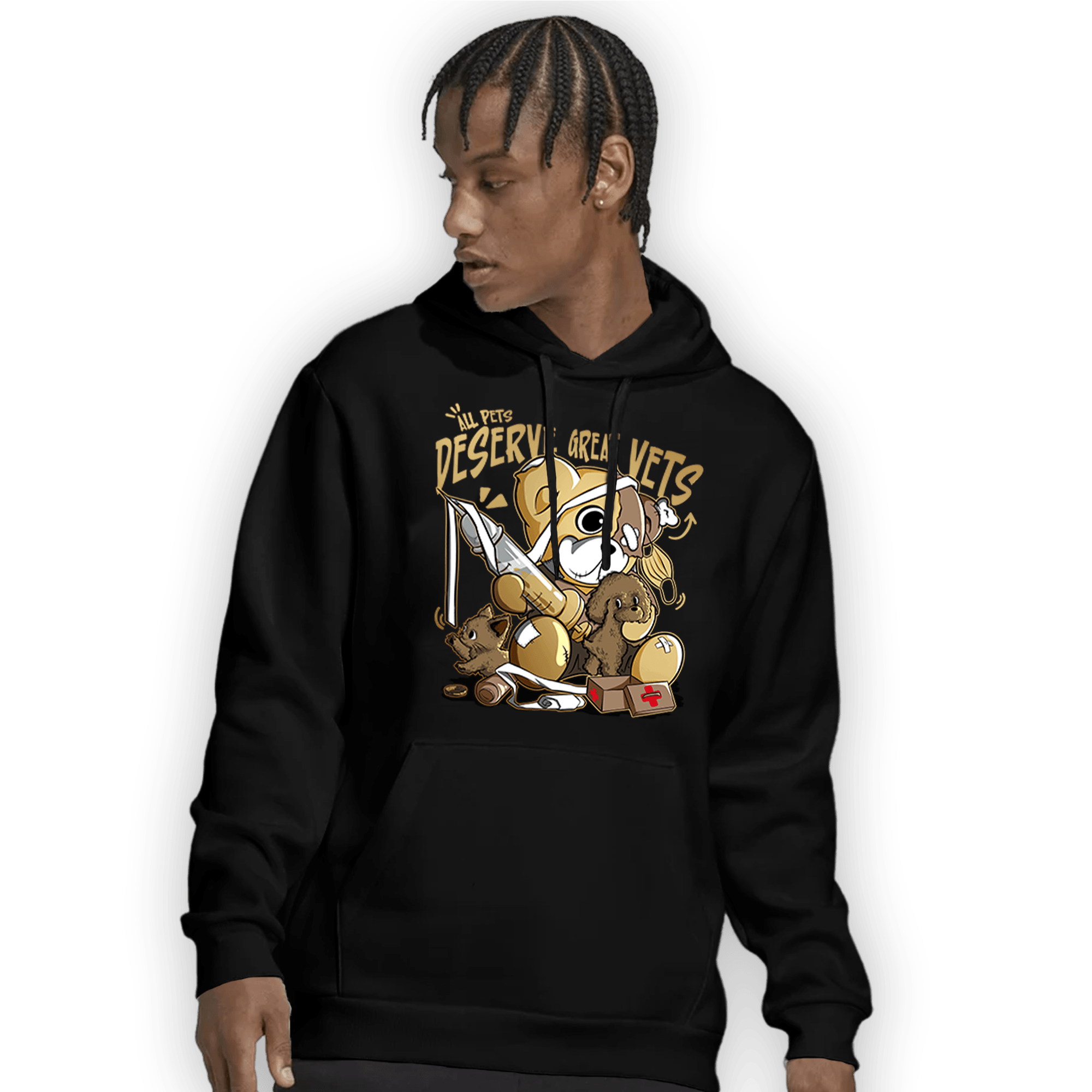 High OG Metallic Gold 1s Hoodie Match Veterinary BER - NastyJamz