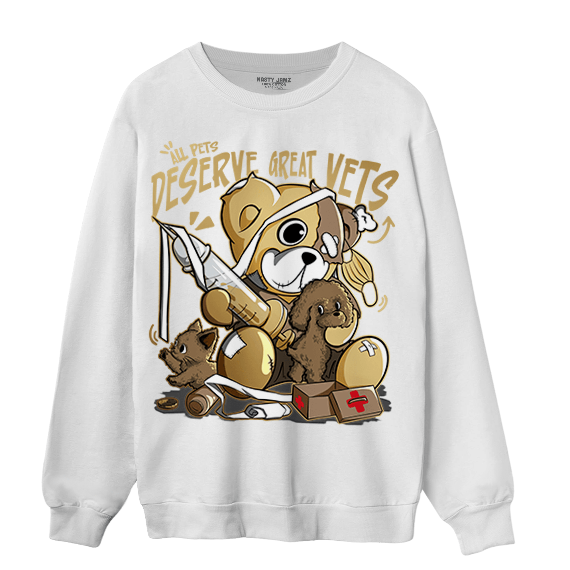 High OG Metallic Gold 1s Sweatshirt Match Veterinary BER - NastyJamz