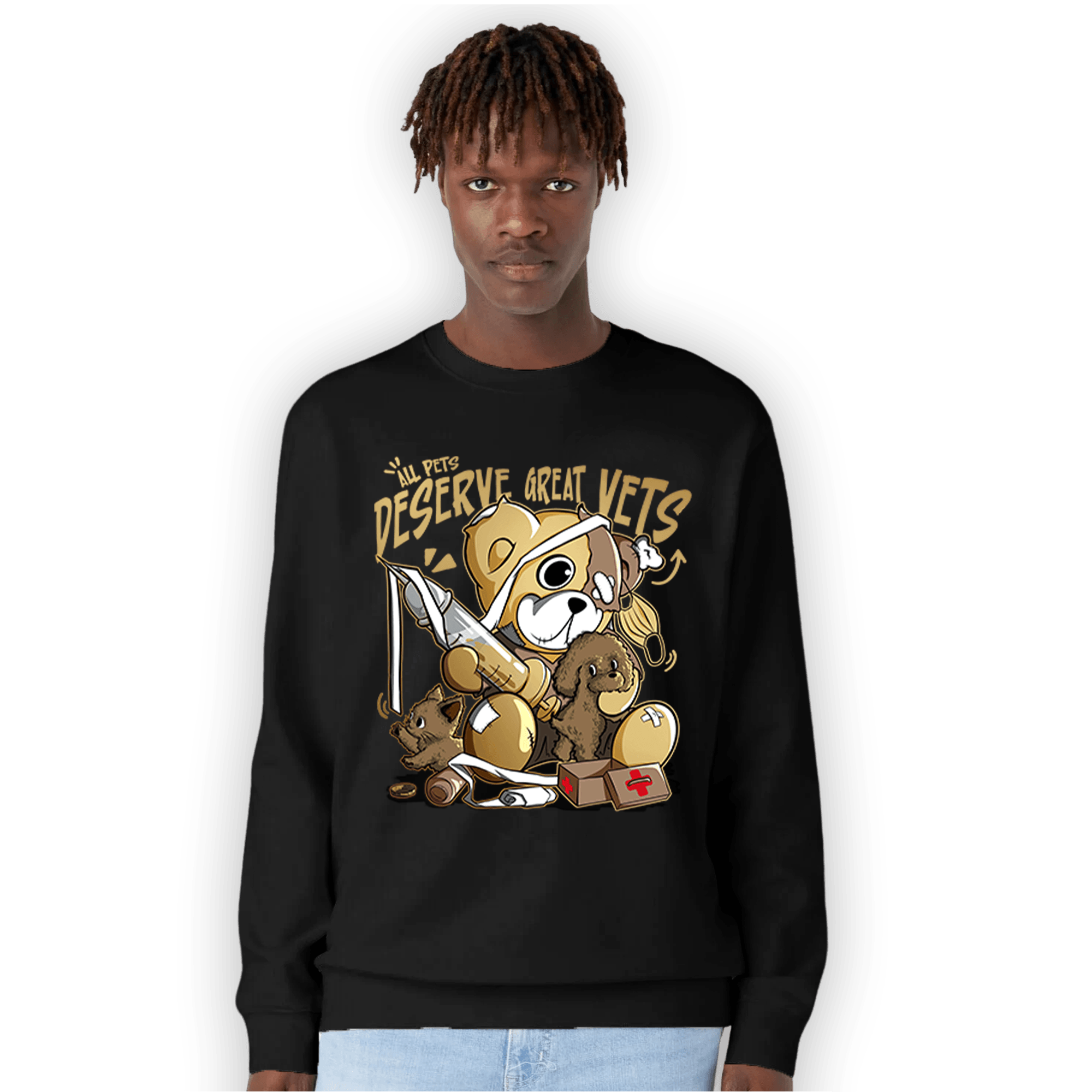 High OG Metallic Gold 1s Sweatshirt Match Veterinary BER - NastyJamz