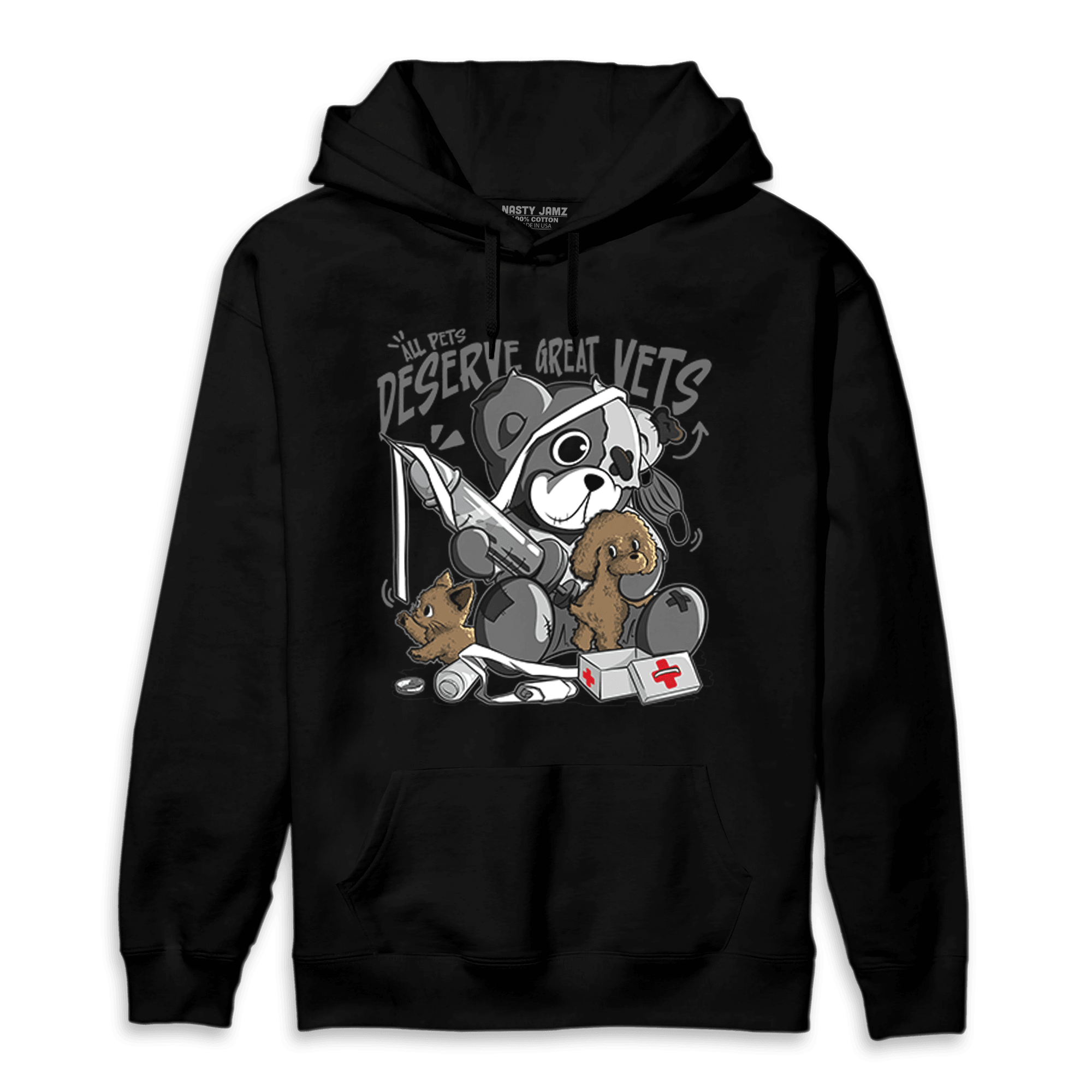 Retro High OG Black White 1s Hoodie Match Veterinary BER - NastyJamz