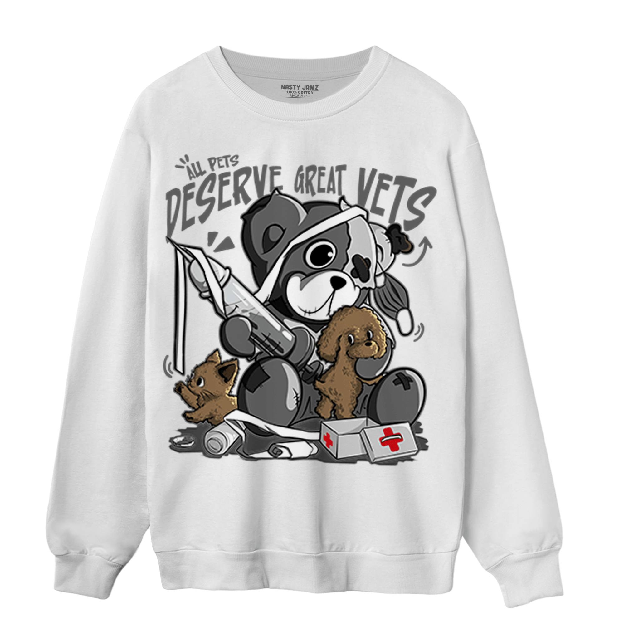 Retro High OG Black White 1s Sweatshirt Match Veterinary BER - NastyJamz