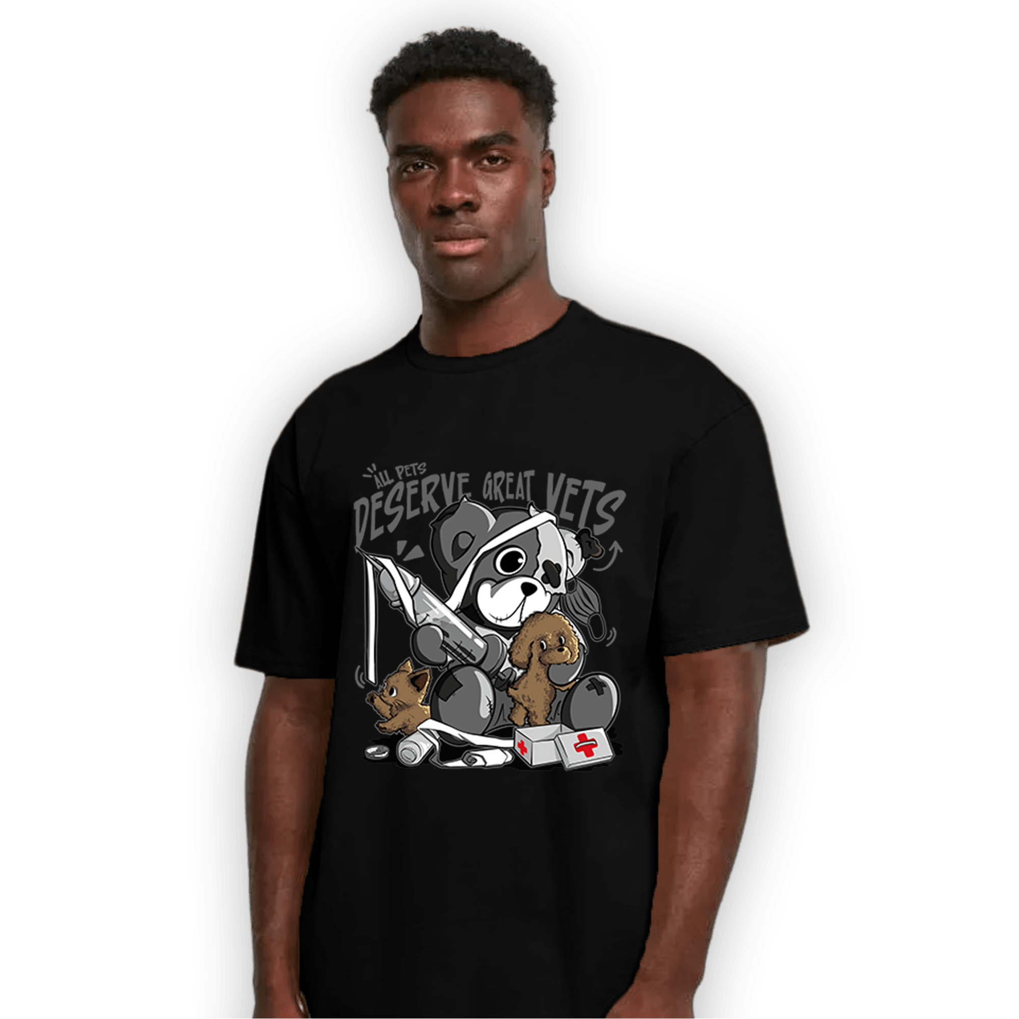 Retro High OG Black White 1s T Shirt Match Veterinary BER - NastyJamz