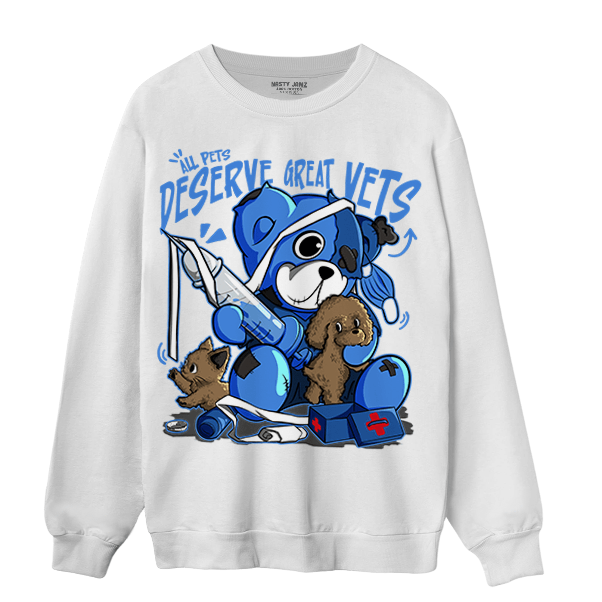 University Blue Toe 1s Sweatshirt Match Veterinary BER - NastyJamz