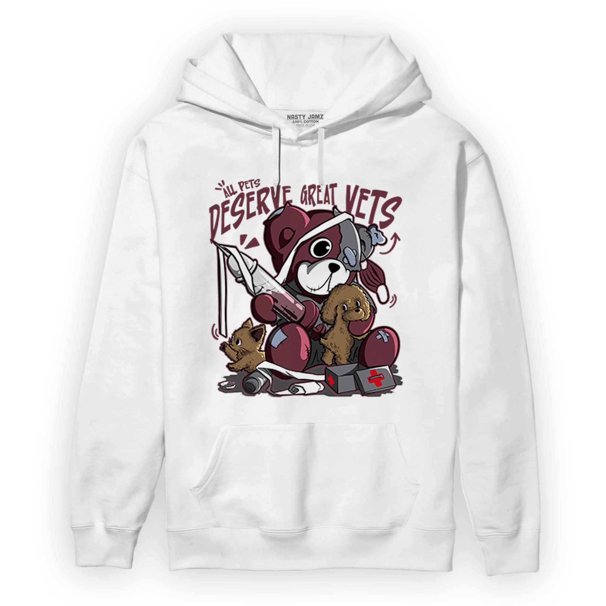 Burgundy 5s Hoodie Match Veterinary BER - NastyJamz
