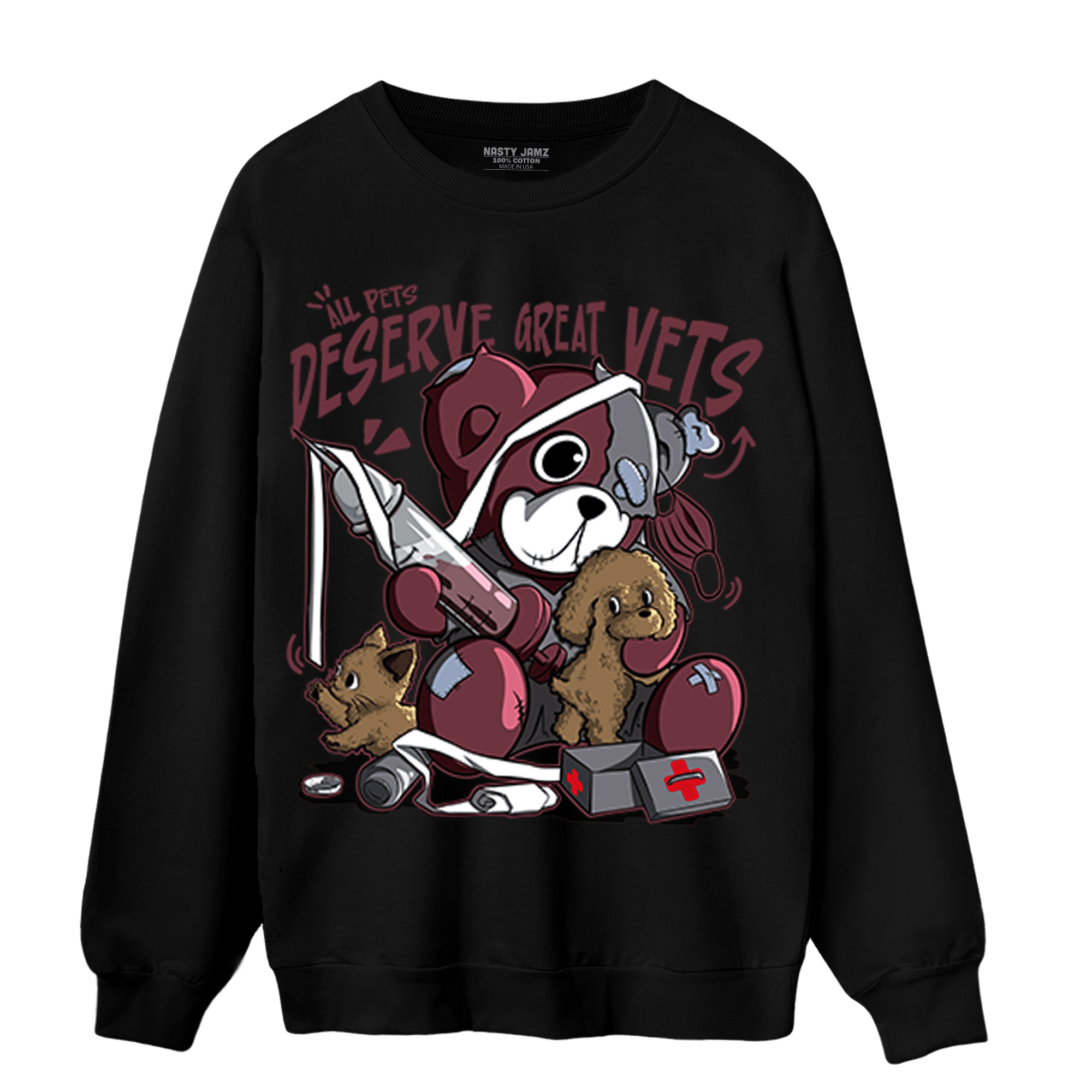 Burgundy 5s Sweatshirt Match Veterinary BER - NastyJamz