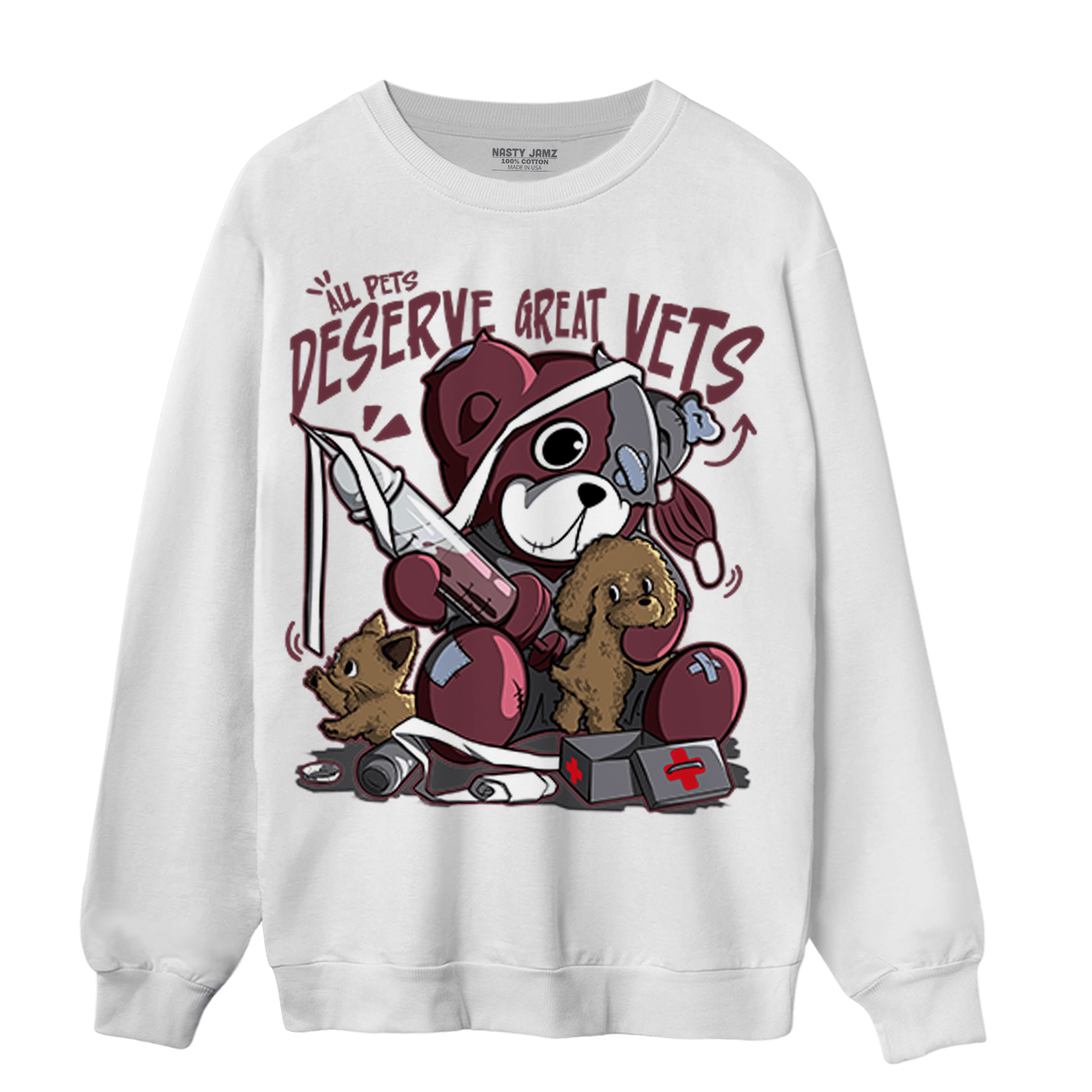 Burgundy 5s Sweatshirt Match Veterinary BER - NastyJamz