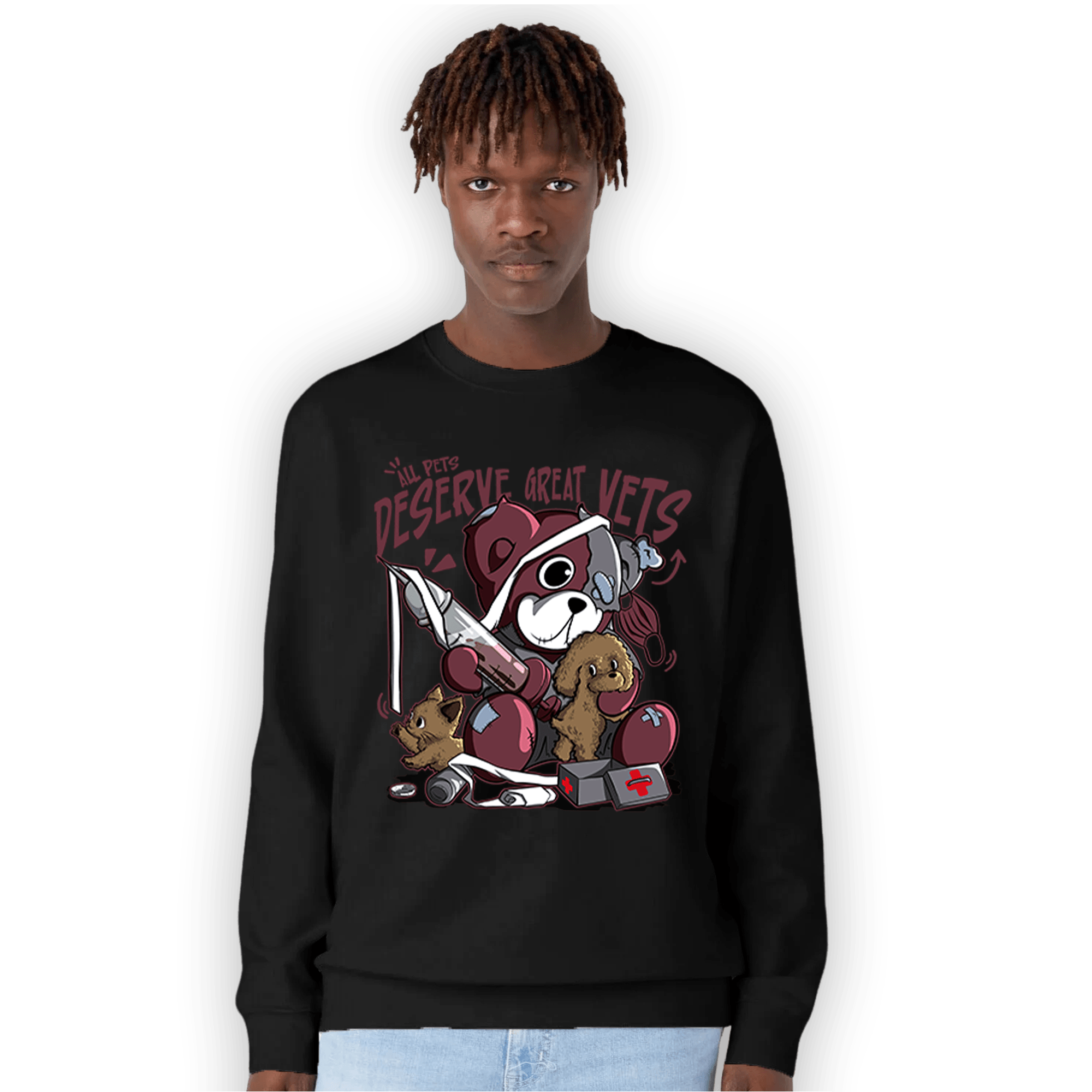 Burgundy 5s Sweatshirt Match Veterinary BER - NastyJamz